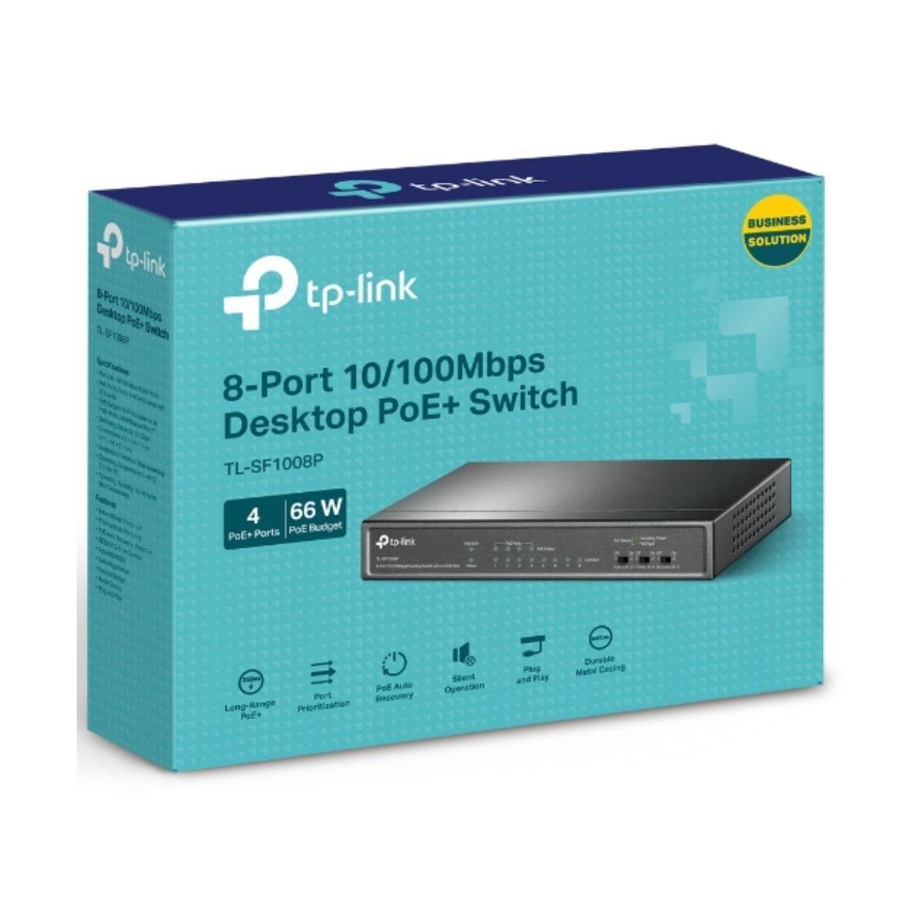 TP-Link TL-SF1008P 8-Port 10/100Mbps Unmanaged Switch 4-Port PoE 57W Fanless