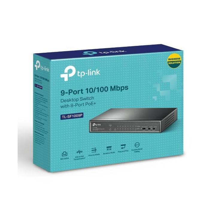 TP-Link TL-SF1009P 9-Port 10/100Mbps Desktop Switch 8x PoE+ 65W Total Power