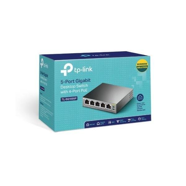 TP-Link TL-SG1005P 5-Port Gigabit PoE Desktop Switch 56W Power Supply