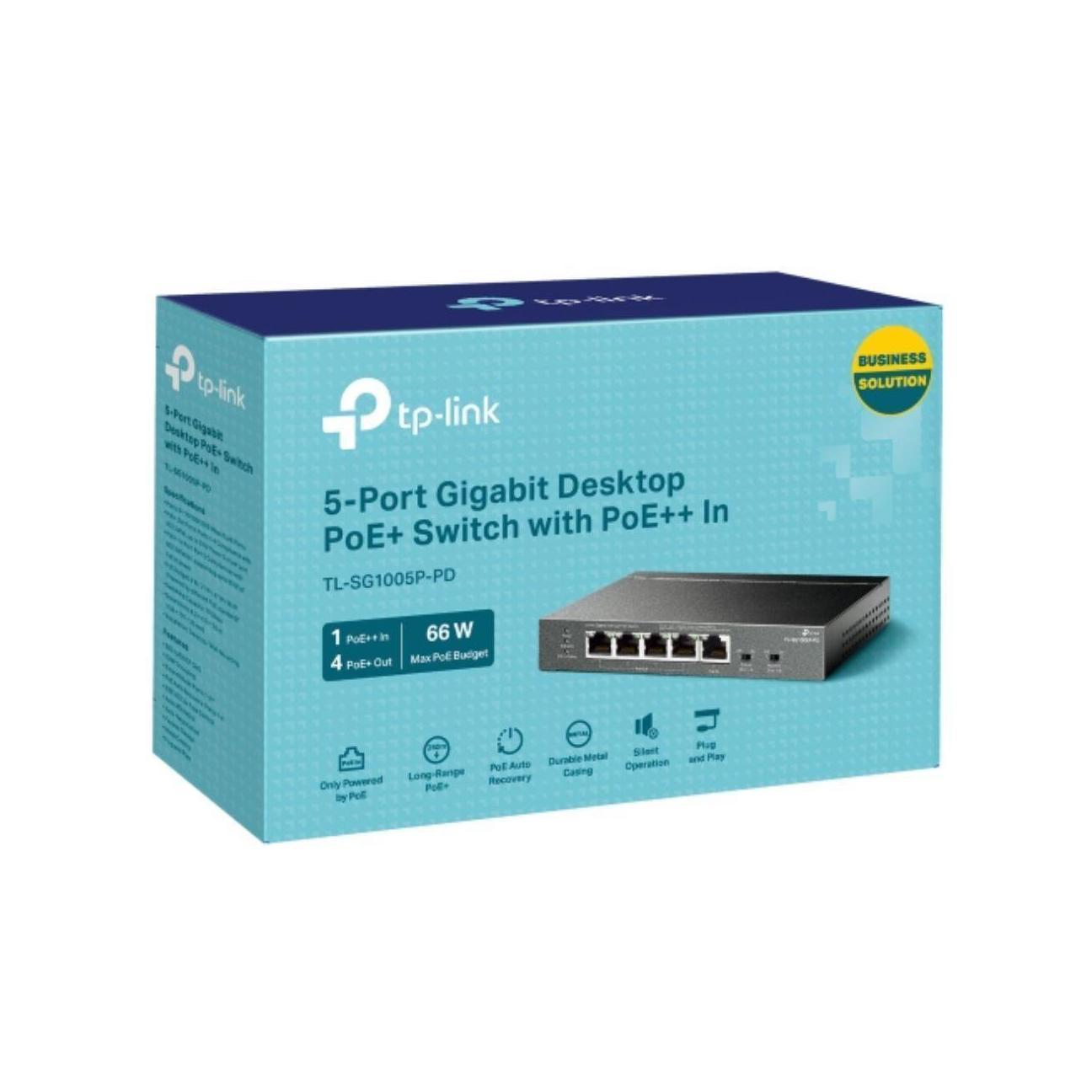 TP-Link TL-SG1005P-PD 5-Port Gigabit PoE+ Switch 4x PoE+ Out 66W Power Supply