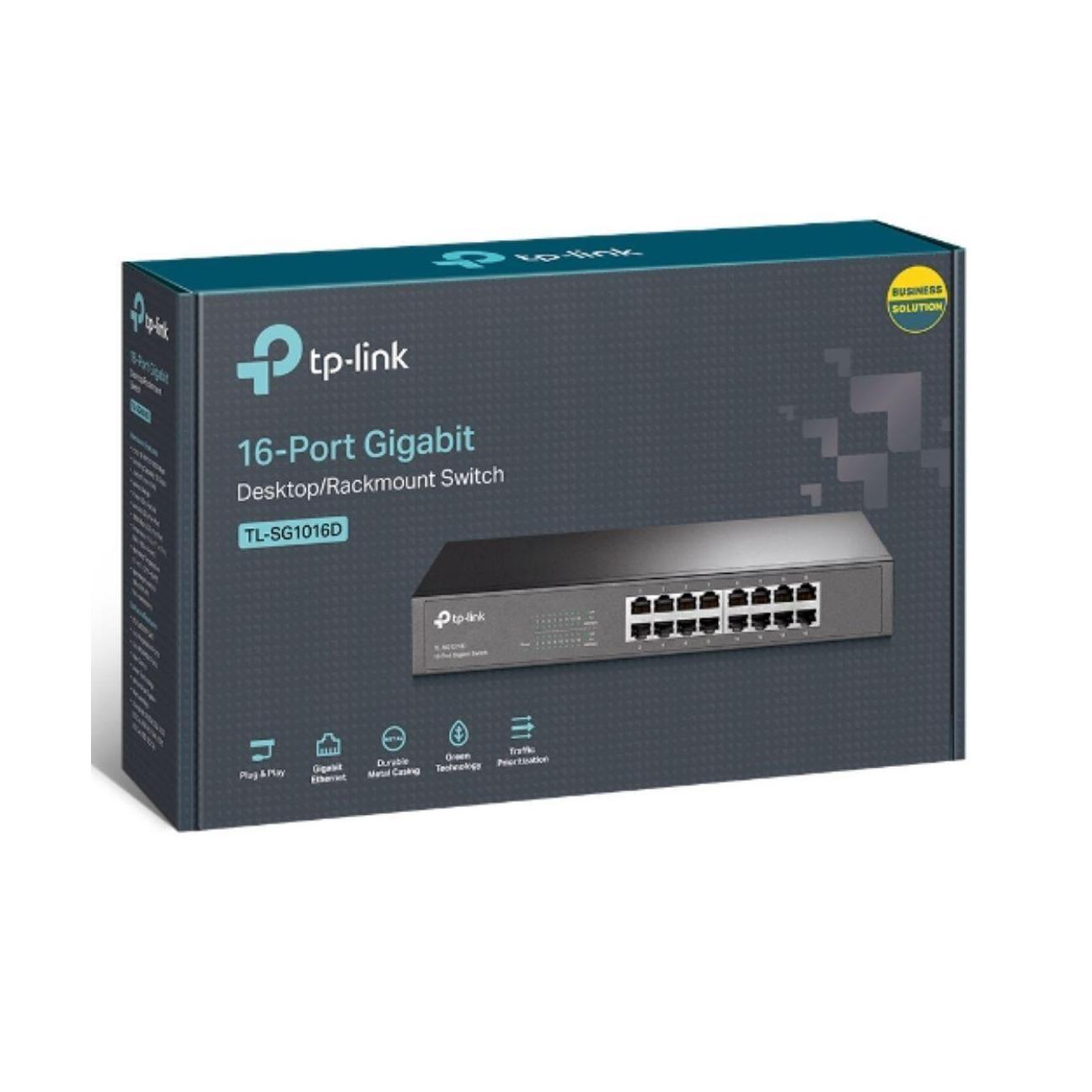 TP-Link TL-SG1016D 16-Port Gigabit Desktop/Rackmount Switch 32Gbps Switching Capacity