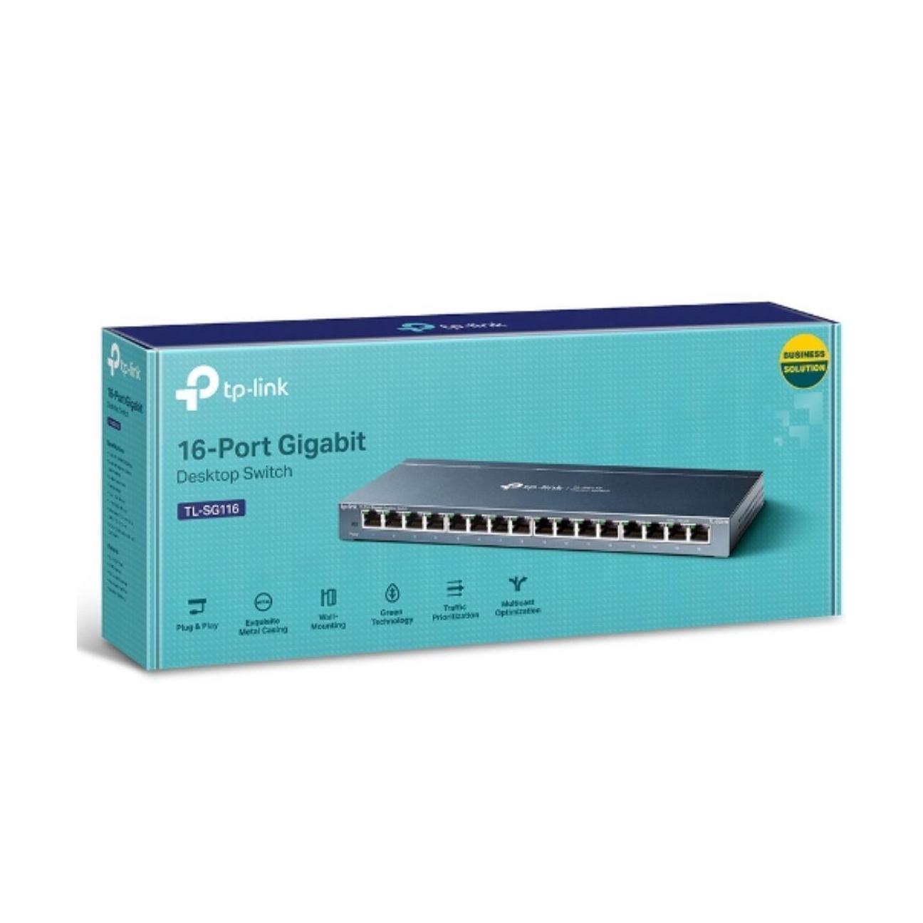 TP-Link TL-SG116 16-Port Gigabit Unmanaged Desktop/Wall Mount Switch 32Gbps Capacity
