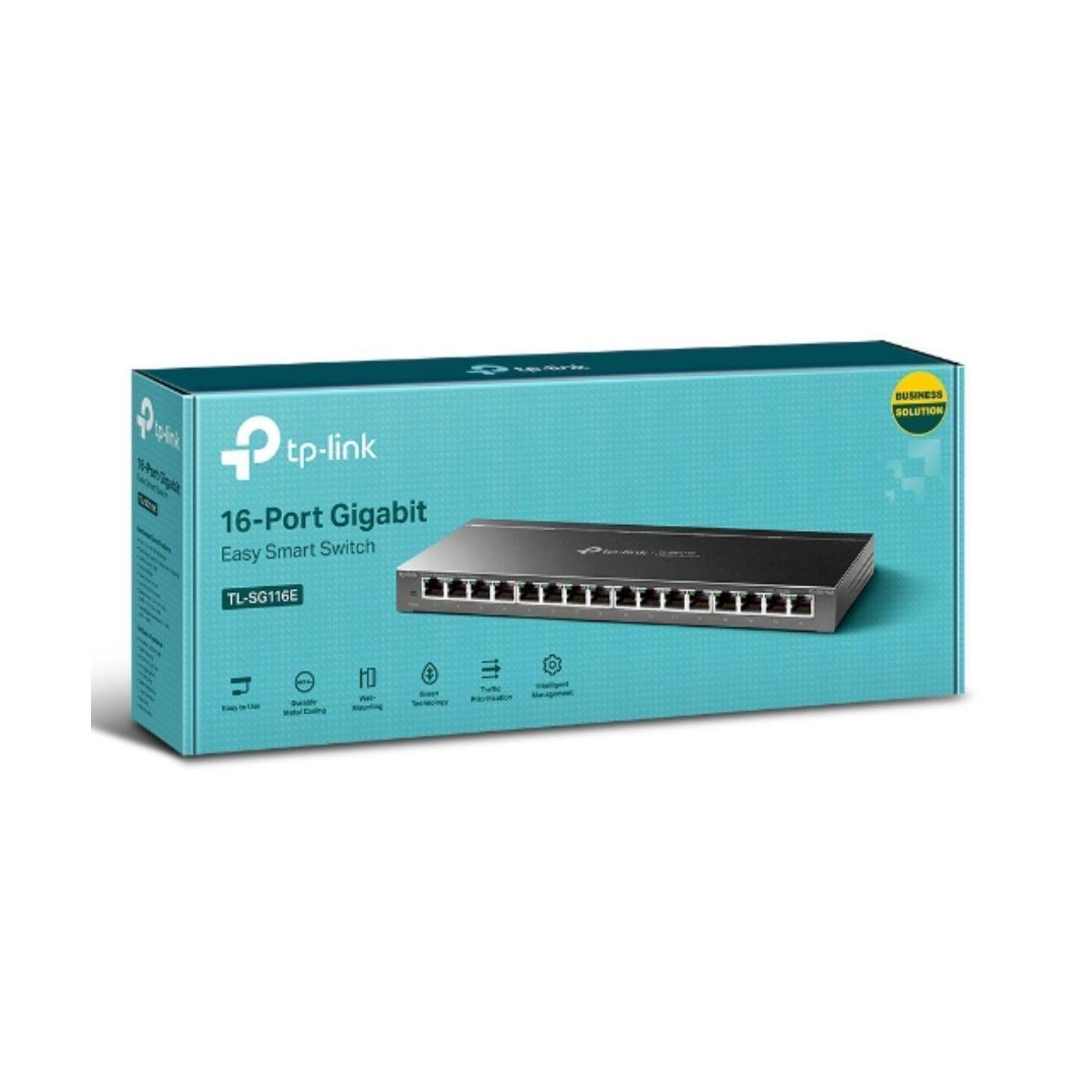 TP-Link TL-SG116E 16-Port Gigabit Unmanaged Switch 32Gbps Capacity 32xVLAN 8K MAC