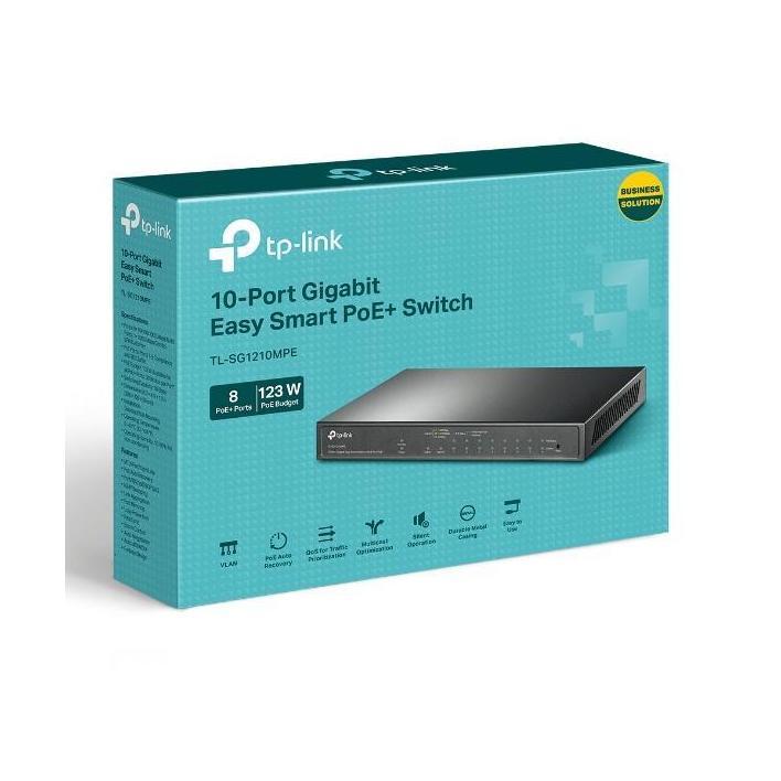 TP-Link TL-SG1210MPE 10-Port Gigabit PoE+ Smart Switch 8x PoE+Ports 2x Non-PoE Ports