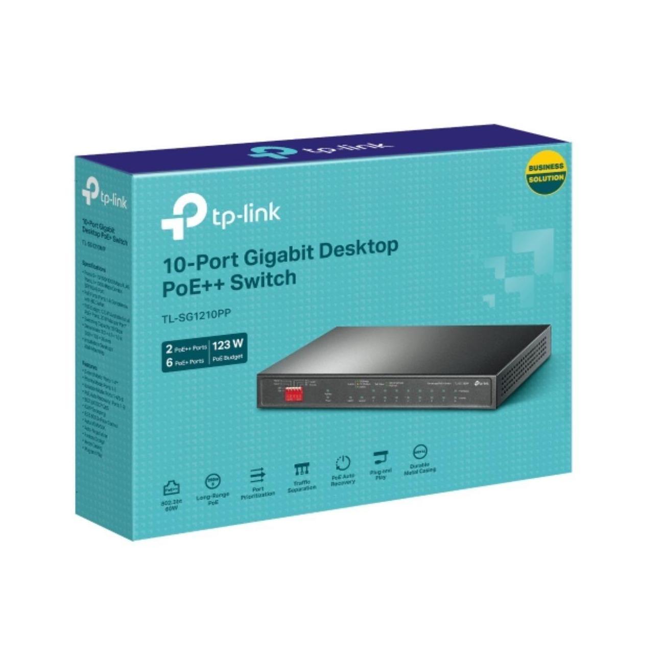 TP-Link TL-SG1210PP 10-Port Gigabit PoE+ Desktop Switch 6x PoE+ 2x PoE++