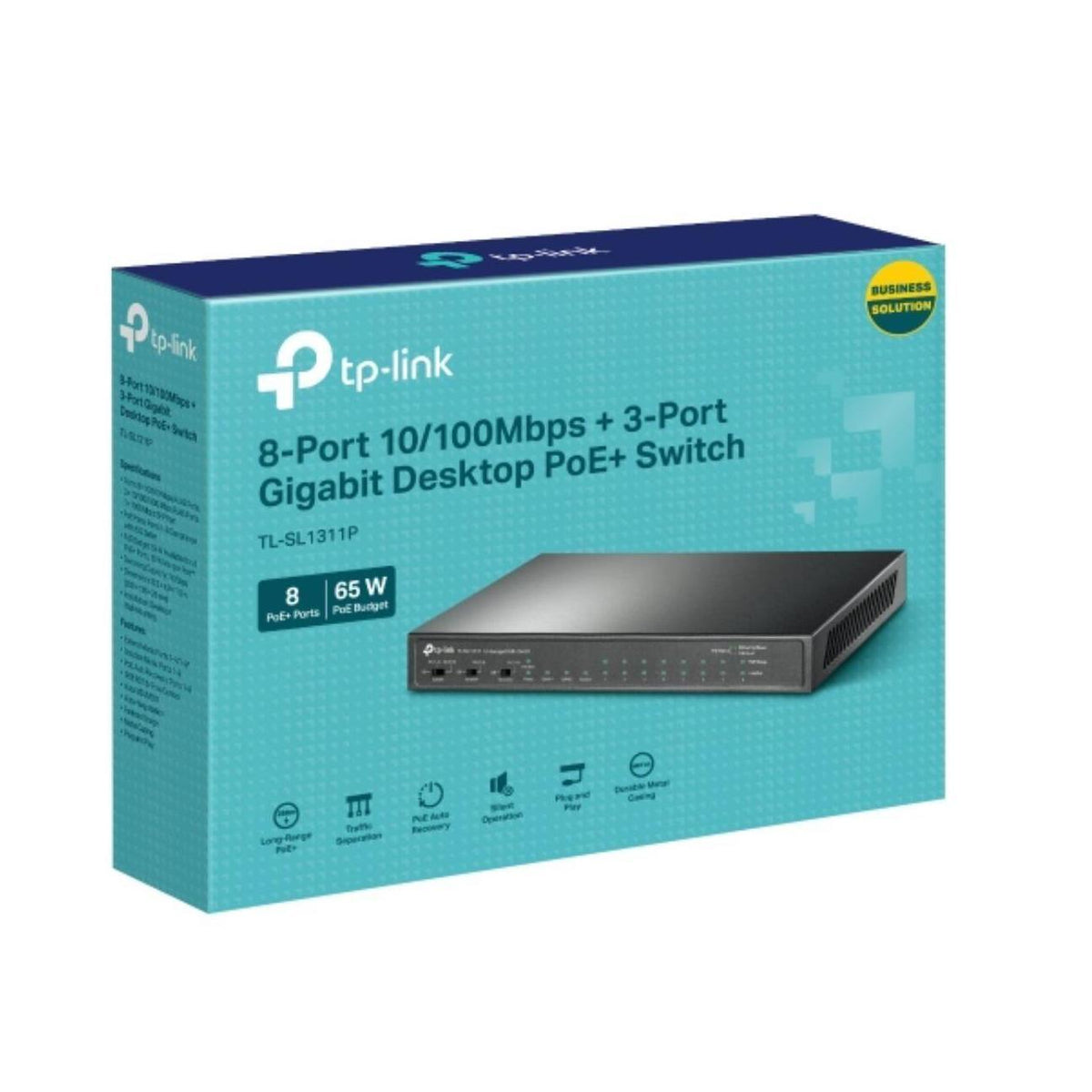 TP-Link TL-SL1311P 8-Port 10/100Mbps + 3-Port Gigabit PoE+ Desktop Switch