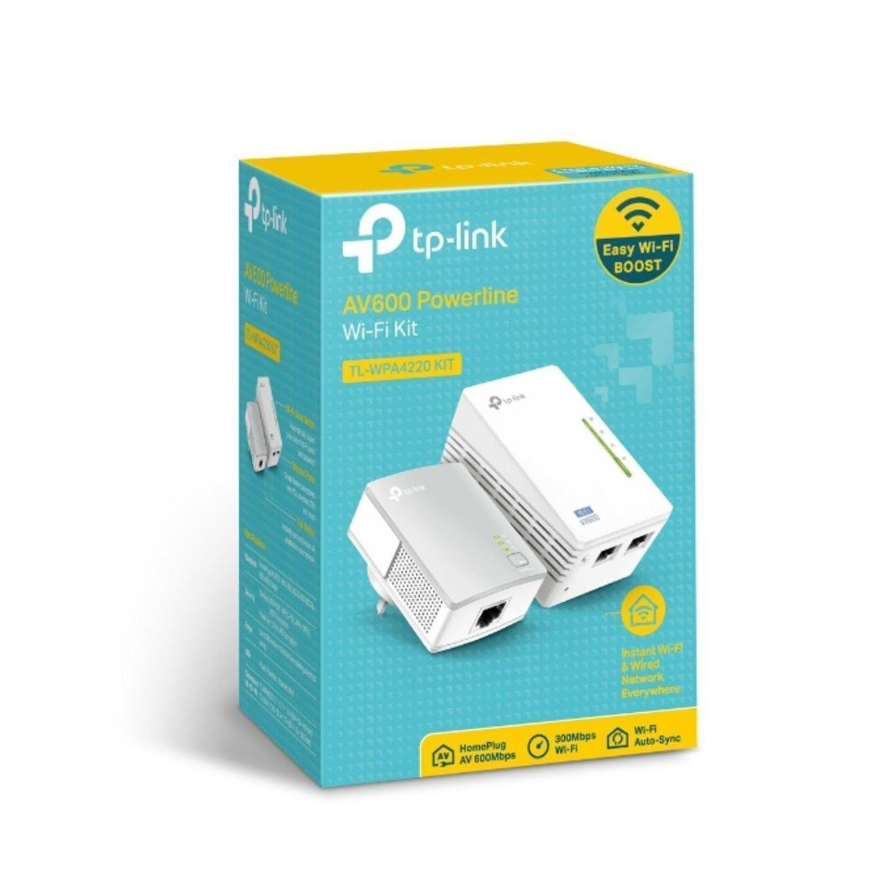 TP-Link TL-WPA4220 KIT AV600 Wi-Fi Powerline Extender 300Mbps Wireless 2x100Mbps LAN 300m Range