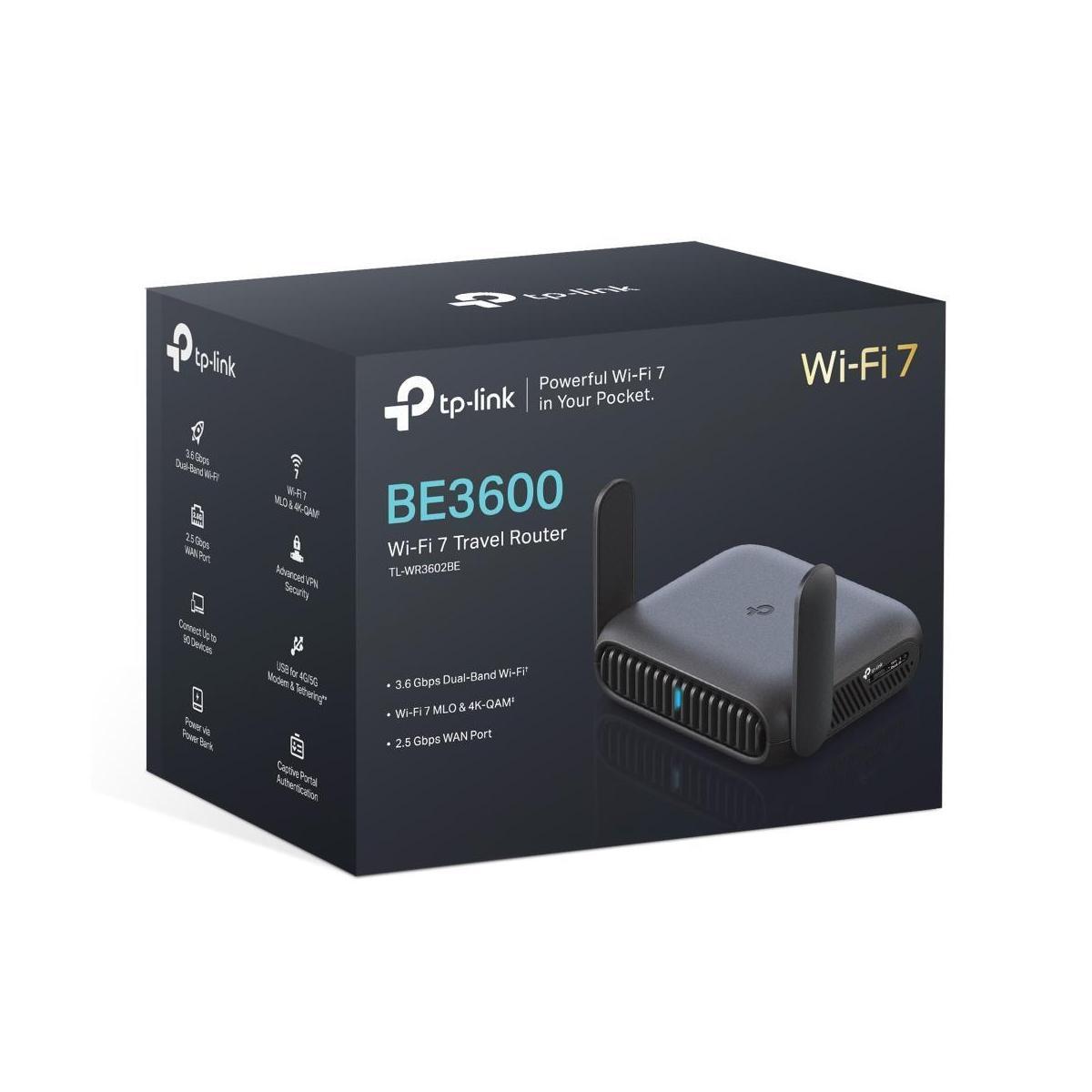 TP-Link TL-WR3602BE BE3600 Dual-Band Wi-Fi 7 Portable Travel Router 688 Mbps ...