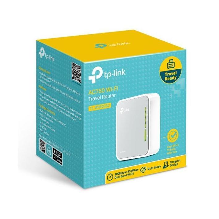 TP-Link TL-WR902AC AC750 Dual Band WiFi Travel Router 750Mbps USB 1x100Mbps LAN/WAN