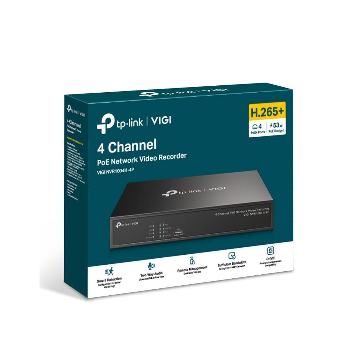 TP-Link VIGI NVR1004H-4P 4 Channel PoE+ 24/7 Continuous Recording 4K HDMI Network Video Recorder