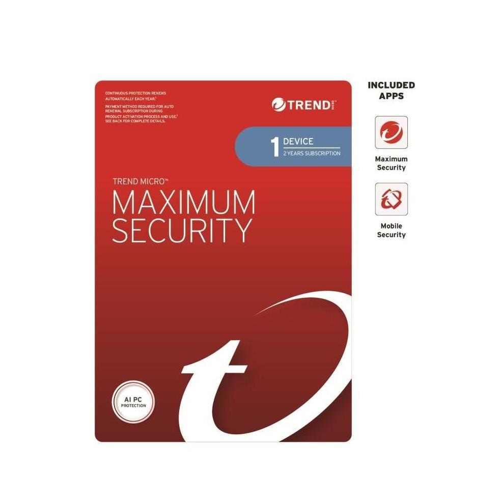 Trend Micro Maximum Security 1 Device 2 Year Auto Renew Mini Box
