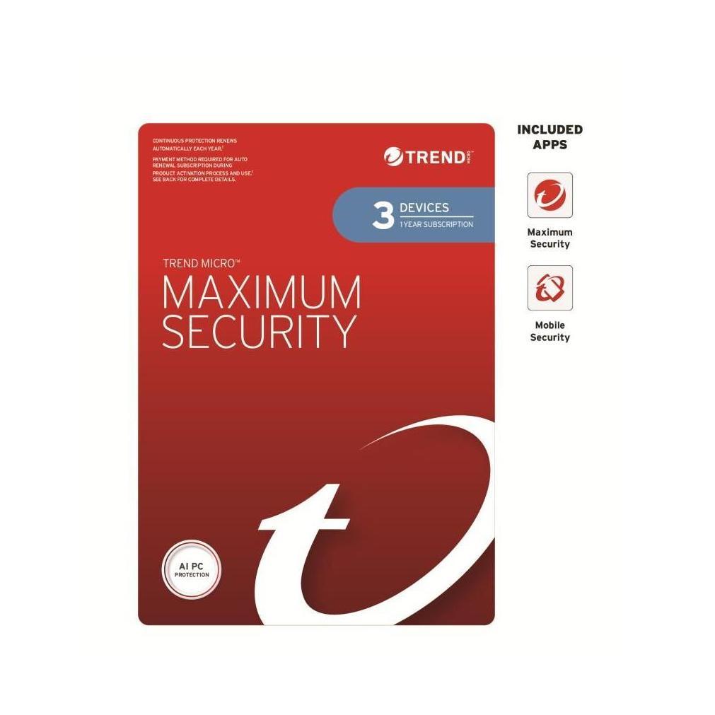 Trend Micro Maximum Security 3 Devices 1 Year Auto Renew Mini Box