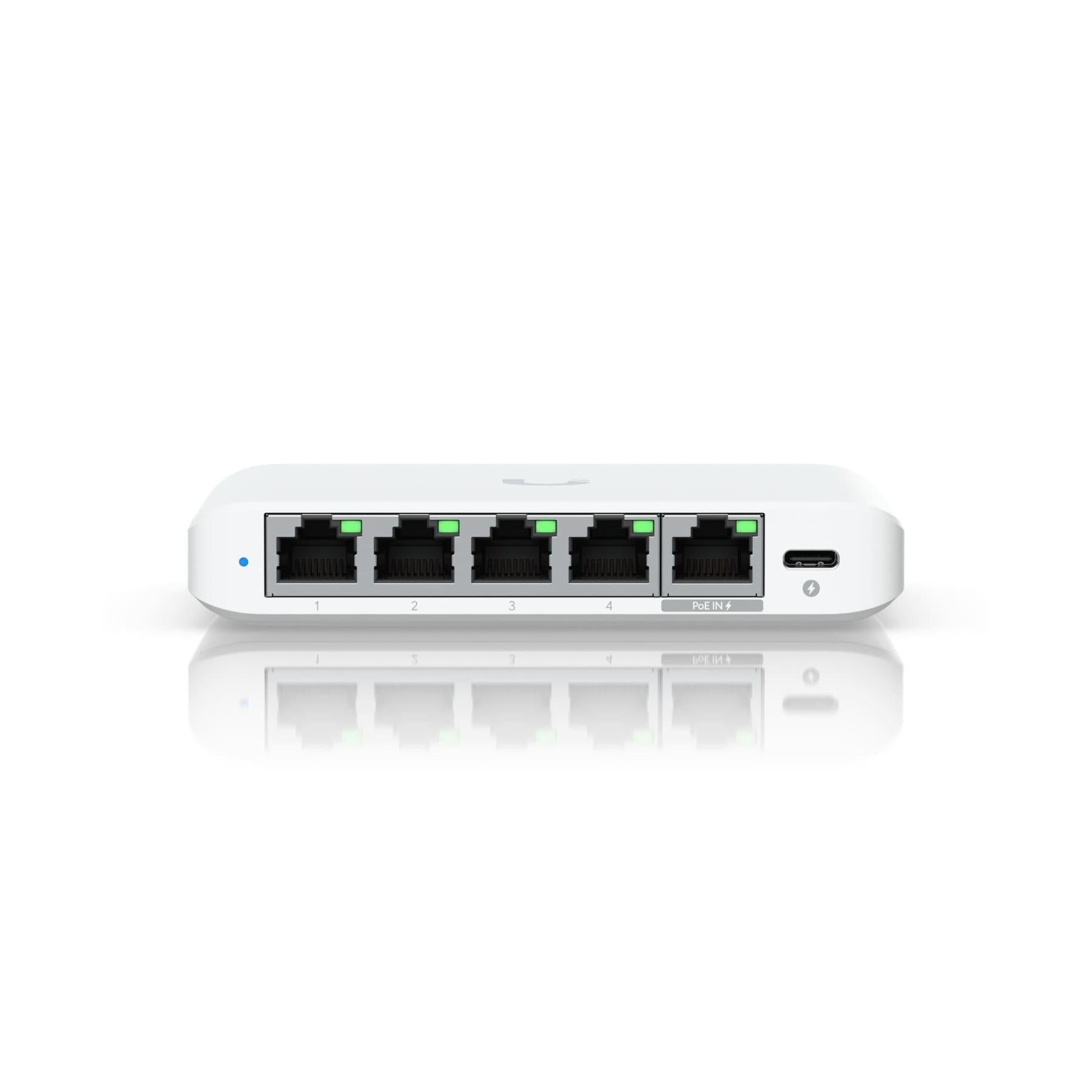 Ubiquiti Flex Mini 2.5G (4) 2.5 GbE Ports (1) 2.5 GbE PoE Input Port for Power