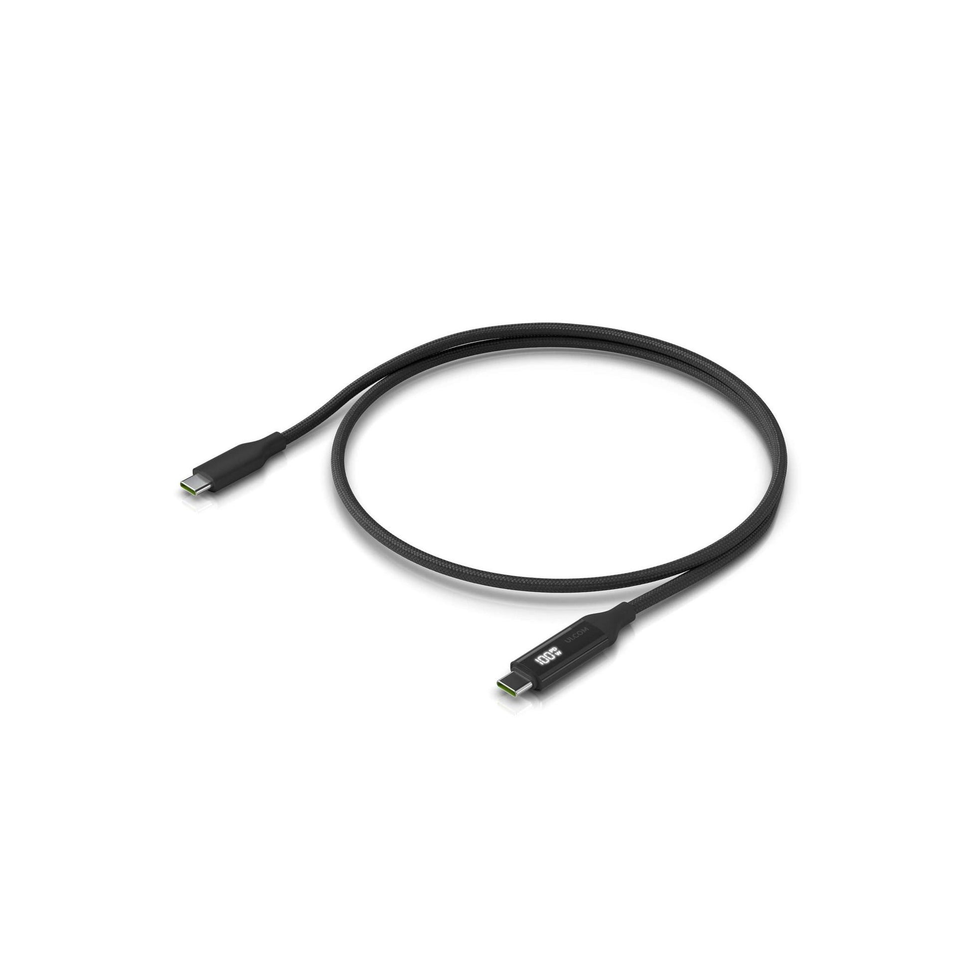 Ubiquiti USB-C Cable 1M Black Braided 100W Charge Display