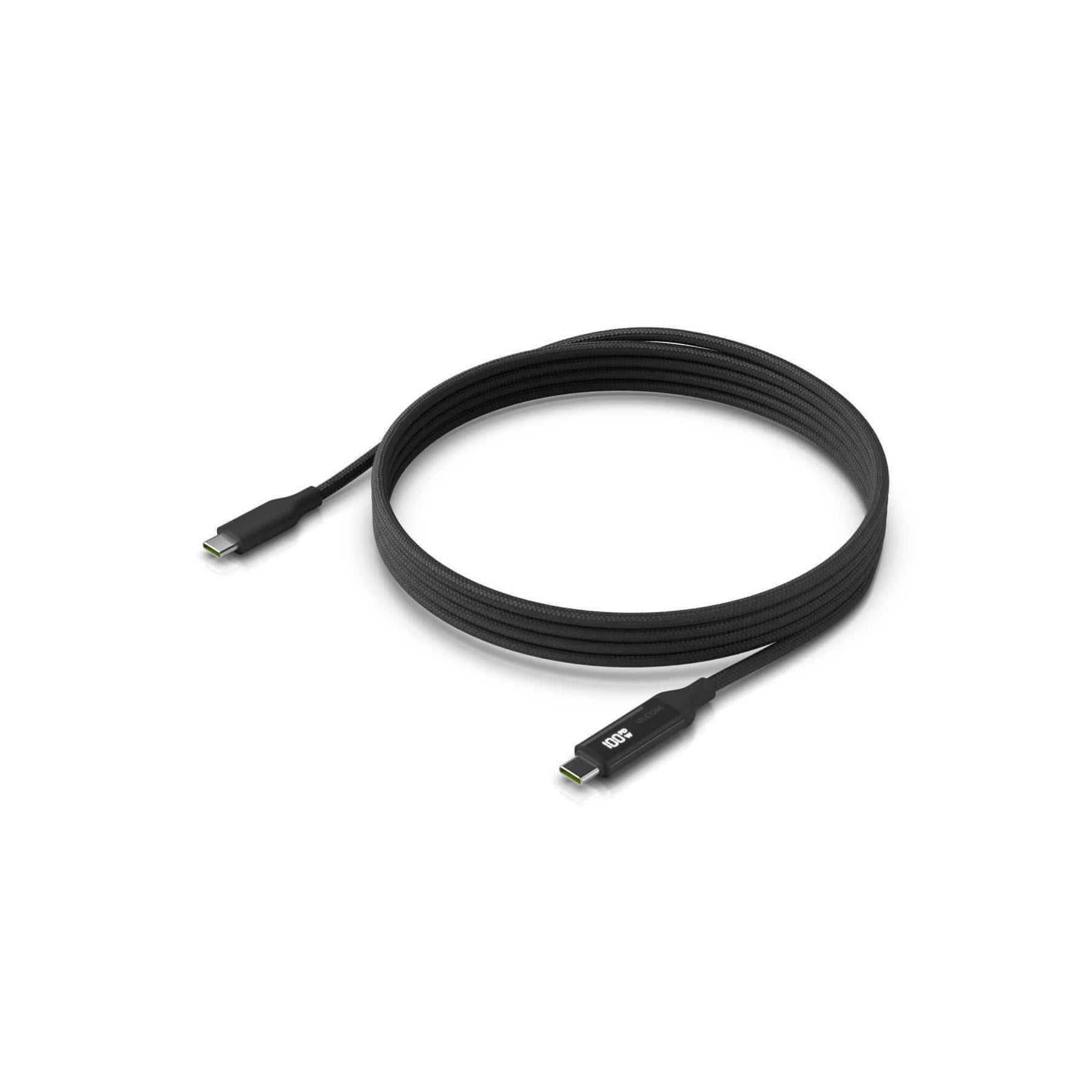 Ubiquiti USB-C Cable 2M Black Braided 100W Charge Display