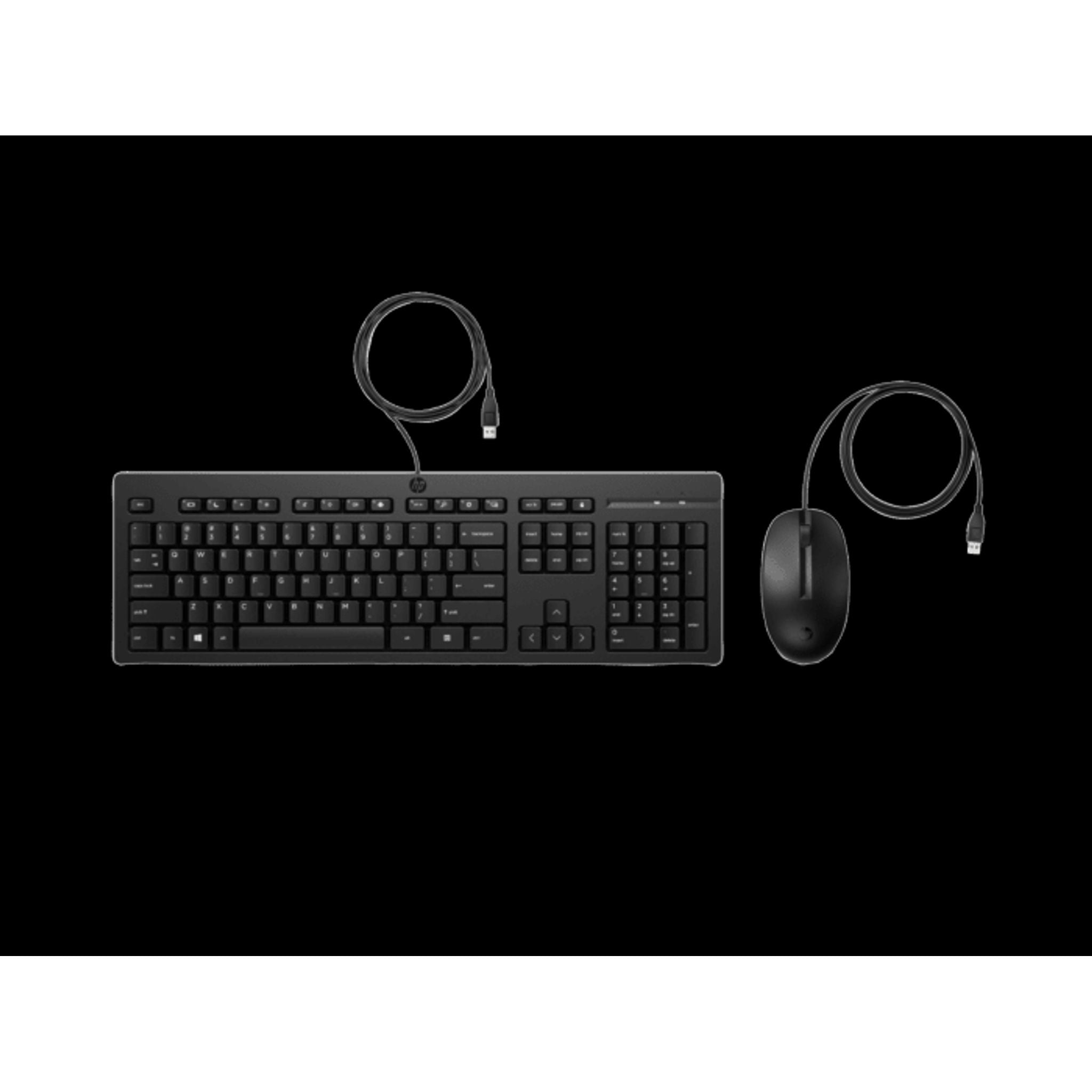 HP 225 USB Wired Keyboard Mouse Combo Adjustable Feet Easy Clean Plug & Play tl:2158367b