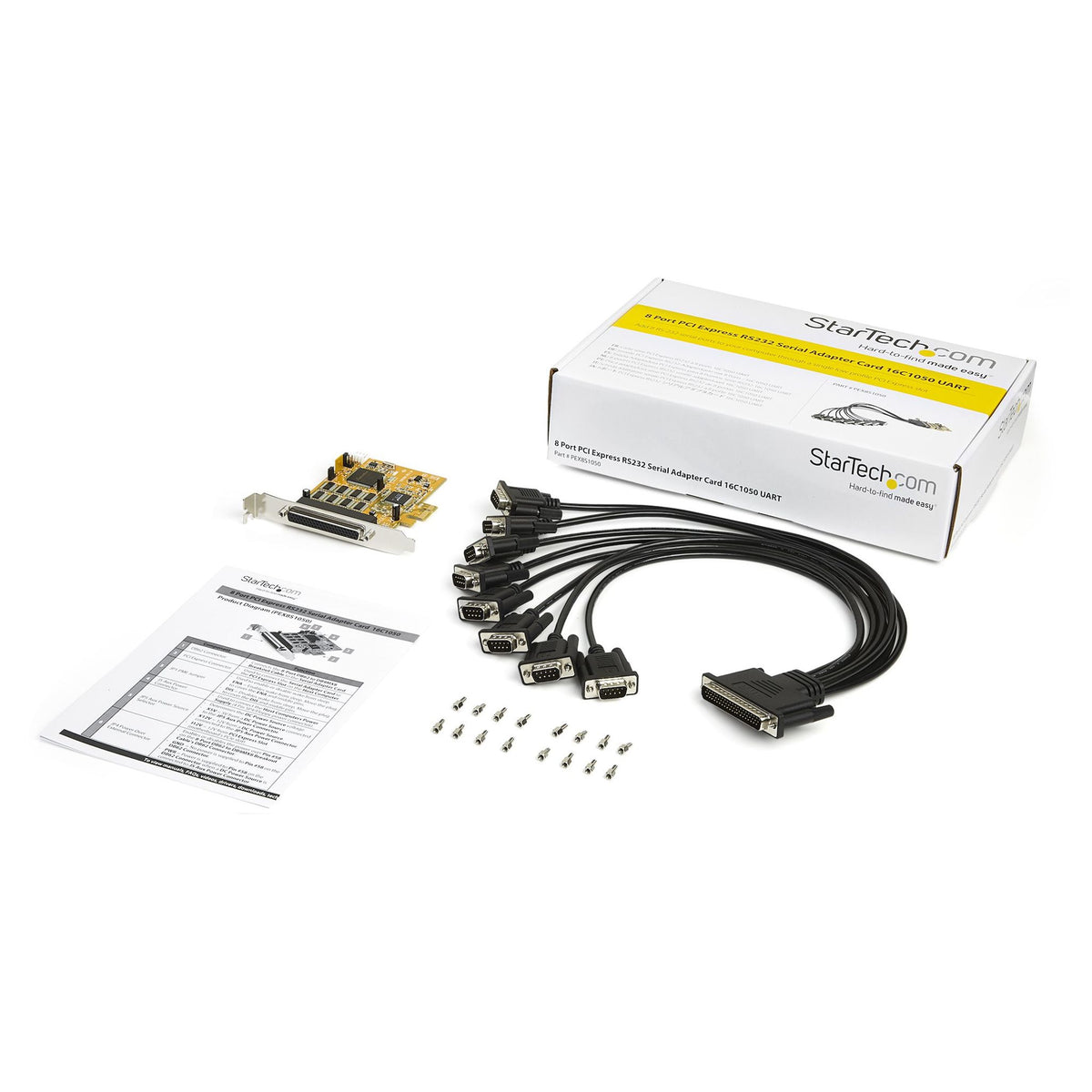 StarTech.com 8-Port PCI Express RS232 Serial Adapter Card 16C1050 UART 15kV ESD
