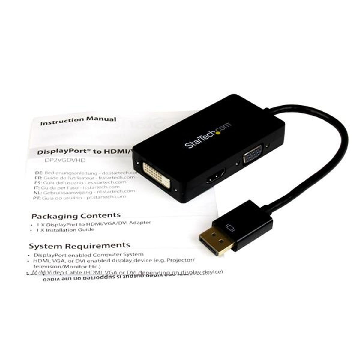 StarTech.com DisplayPort to VGA DVI HDMI Converter Black