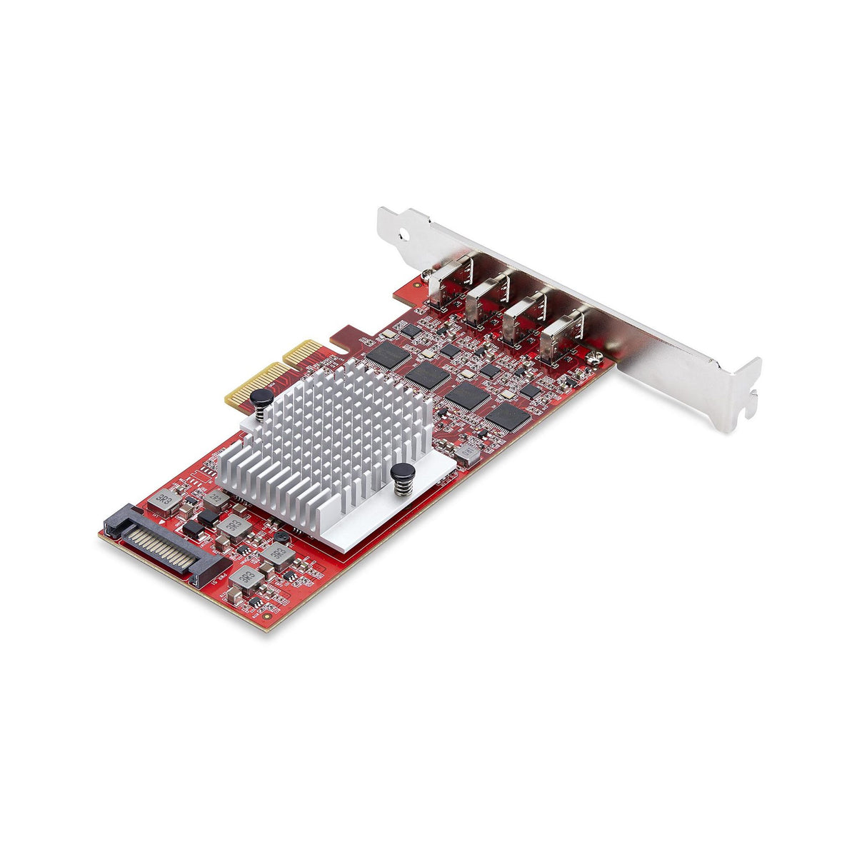 StarTech USB Adapter PCI Express x4 4x USB 3.0 1x SATA Red TAA UASP