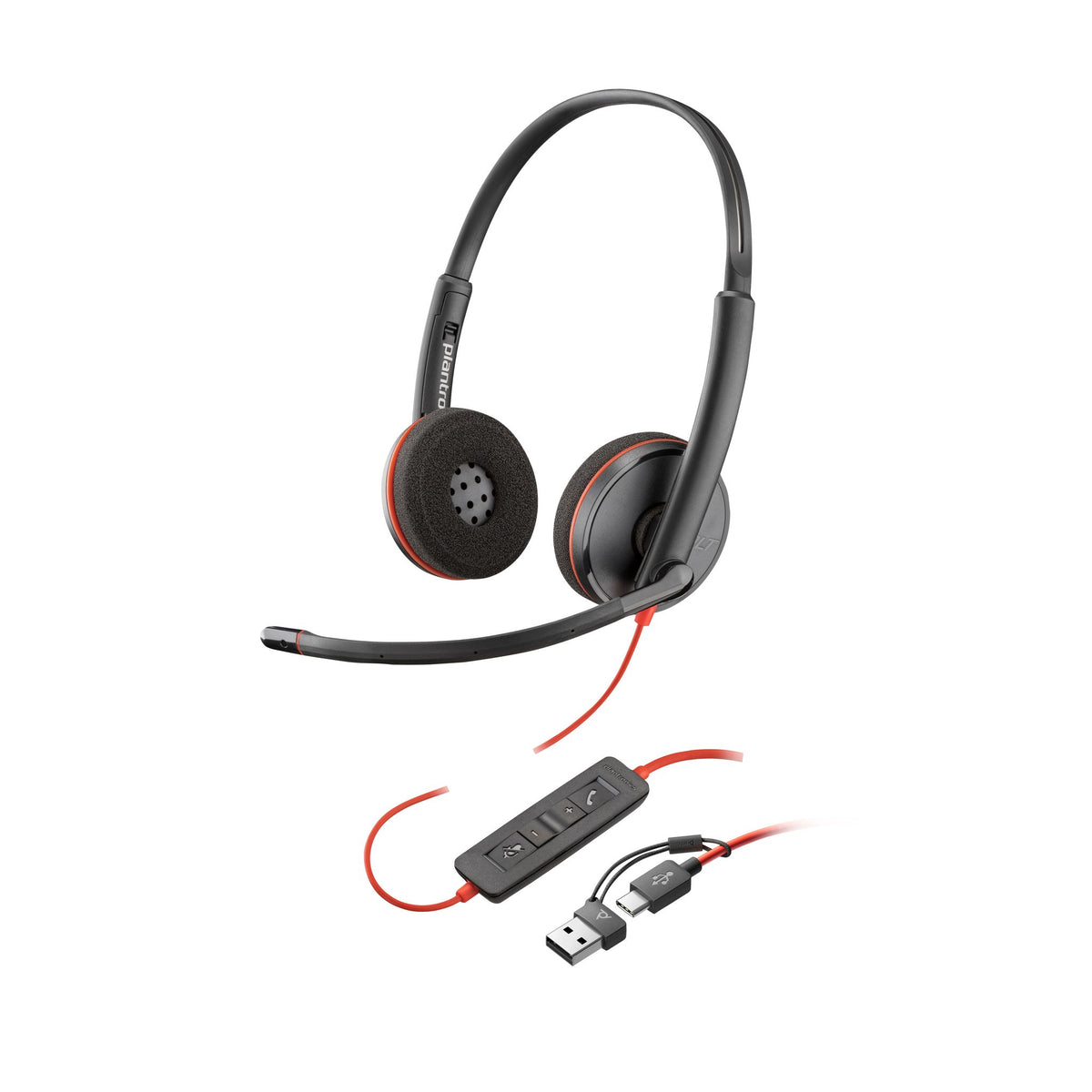 HP Blackwire 3220 Stereo USB-C Headset + USB-C/A Adapter