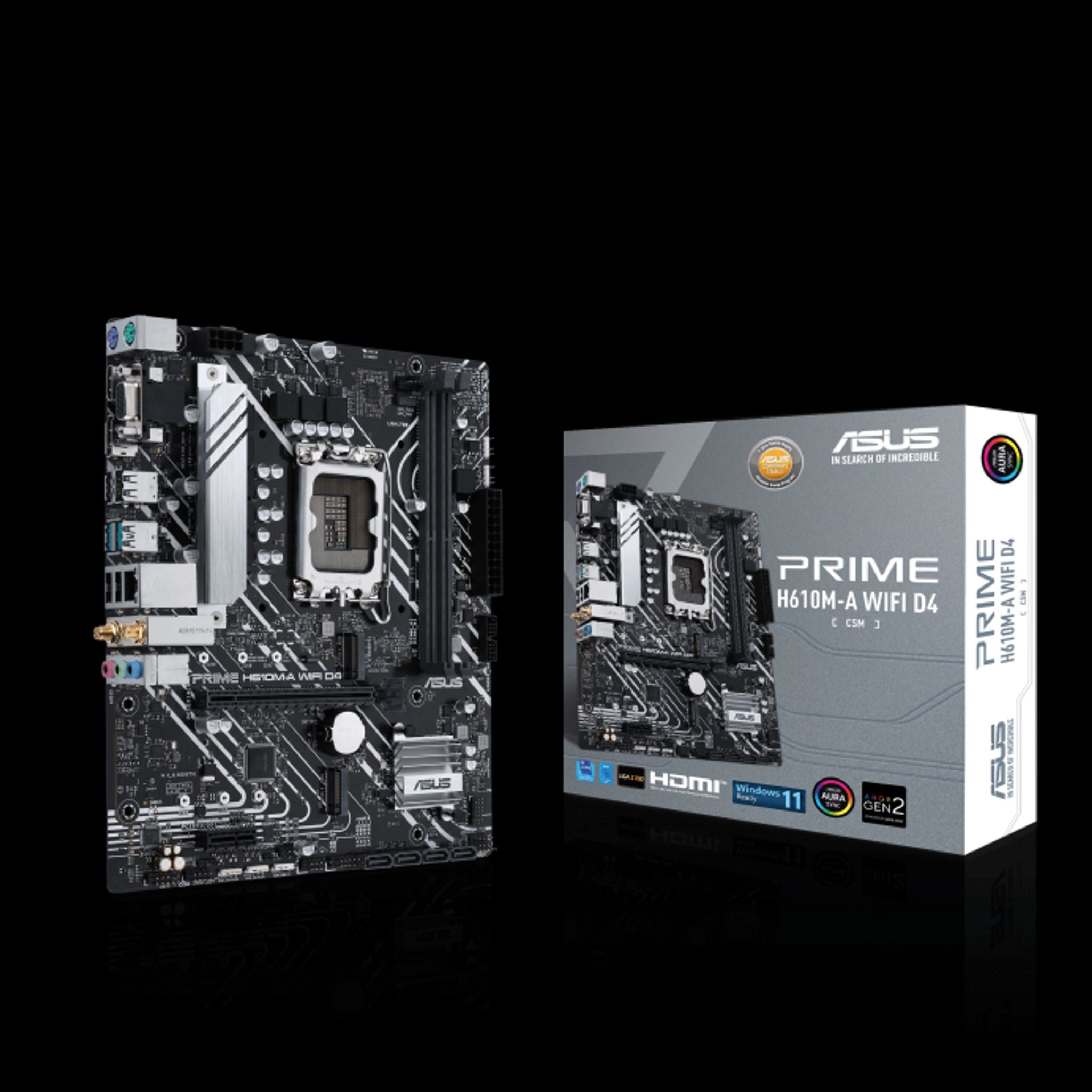 ASUS H610M-A WIFI mATX Motherboard LGA1700 2xDDR4 64GB 2xM.2 4xSATA Wi-Fi 5 tl:7220a4c6