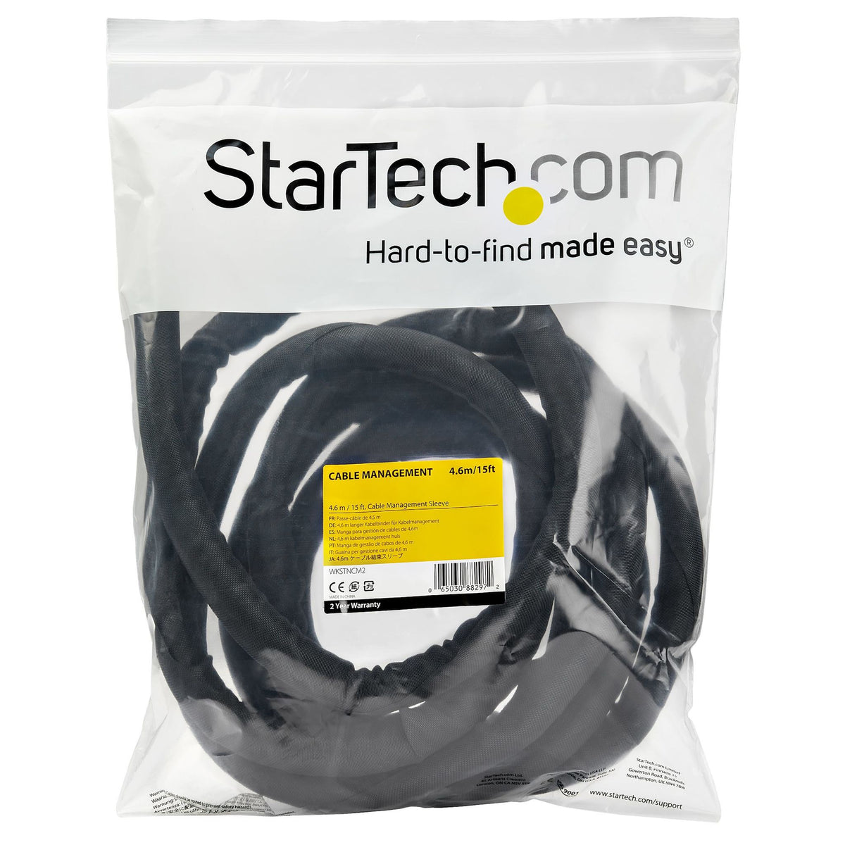StarTech.com 15' Flexible Expandable Cable Management Sleeve Nylon Polyester