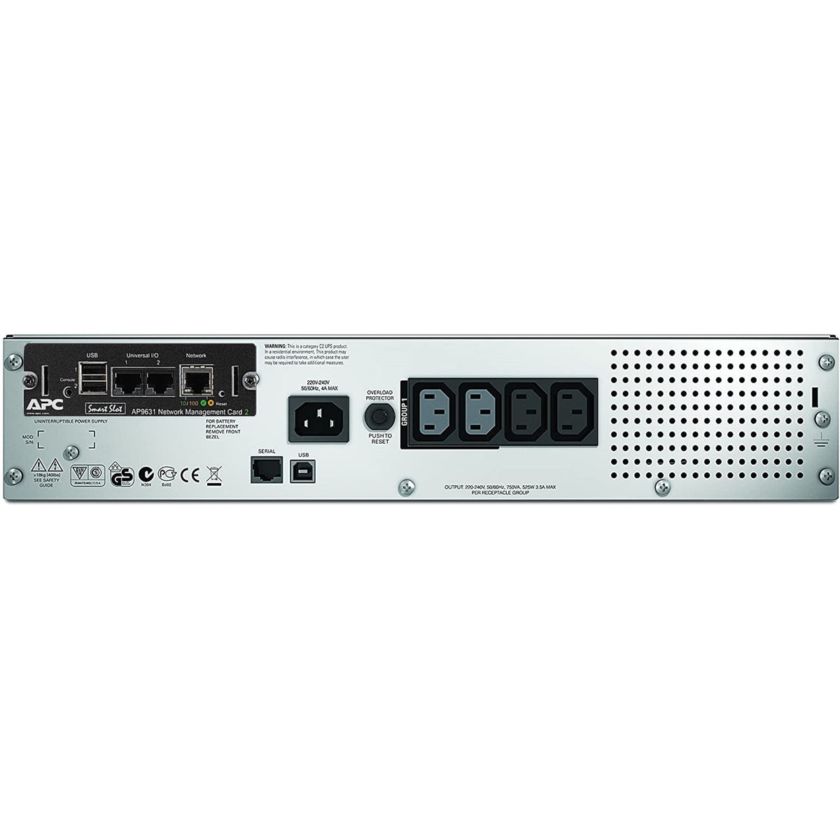 APC Smart-UPS 750VA Line Interactive 2U Rackmount 4x IEC C13 Outlets AVR LCD