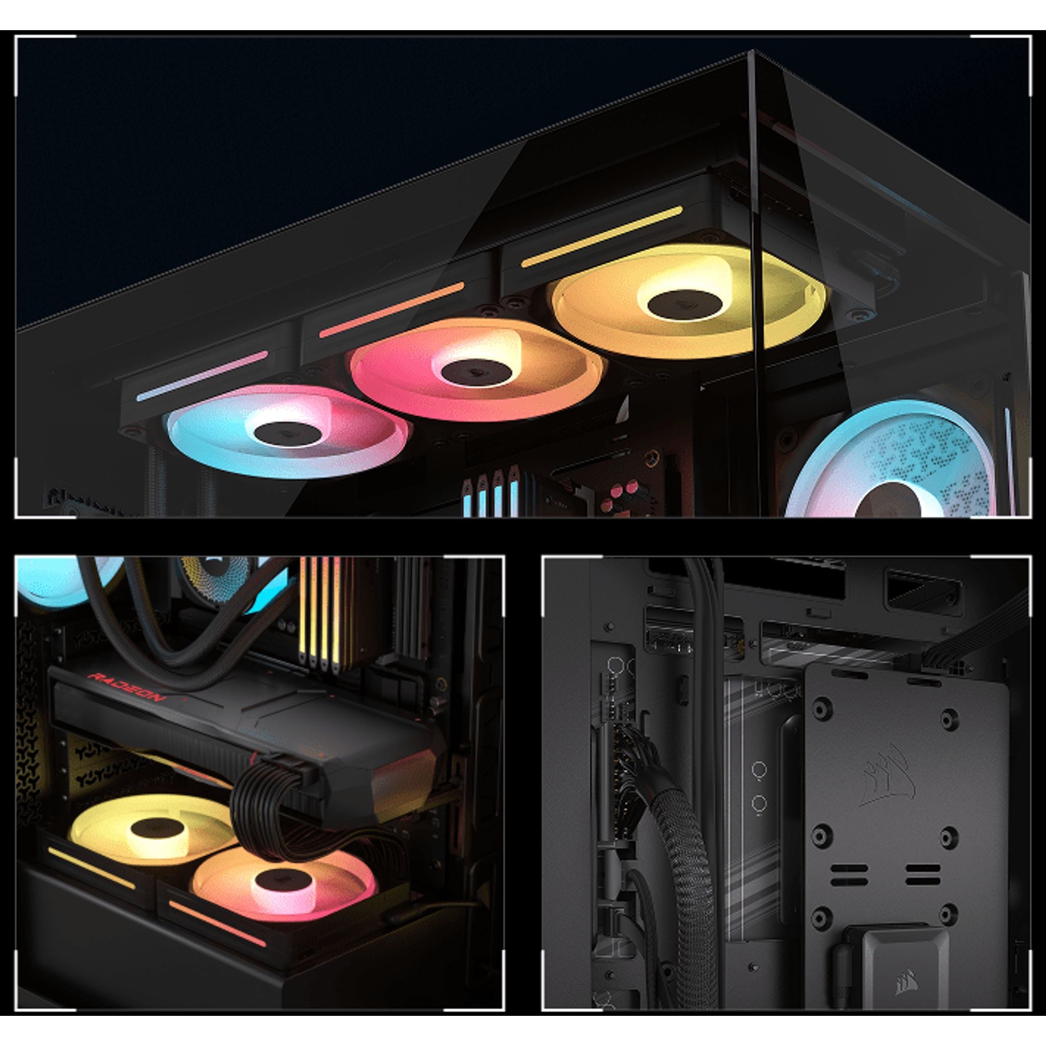 Corsair 3500X LX-R RGB E-ATX Mid-Tower Case Black Side 360mm Rad Glass Panels USB-C tl:fa4f8104