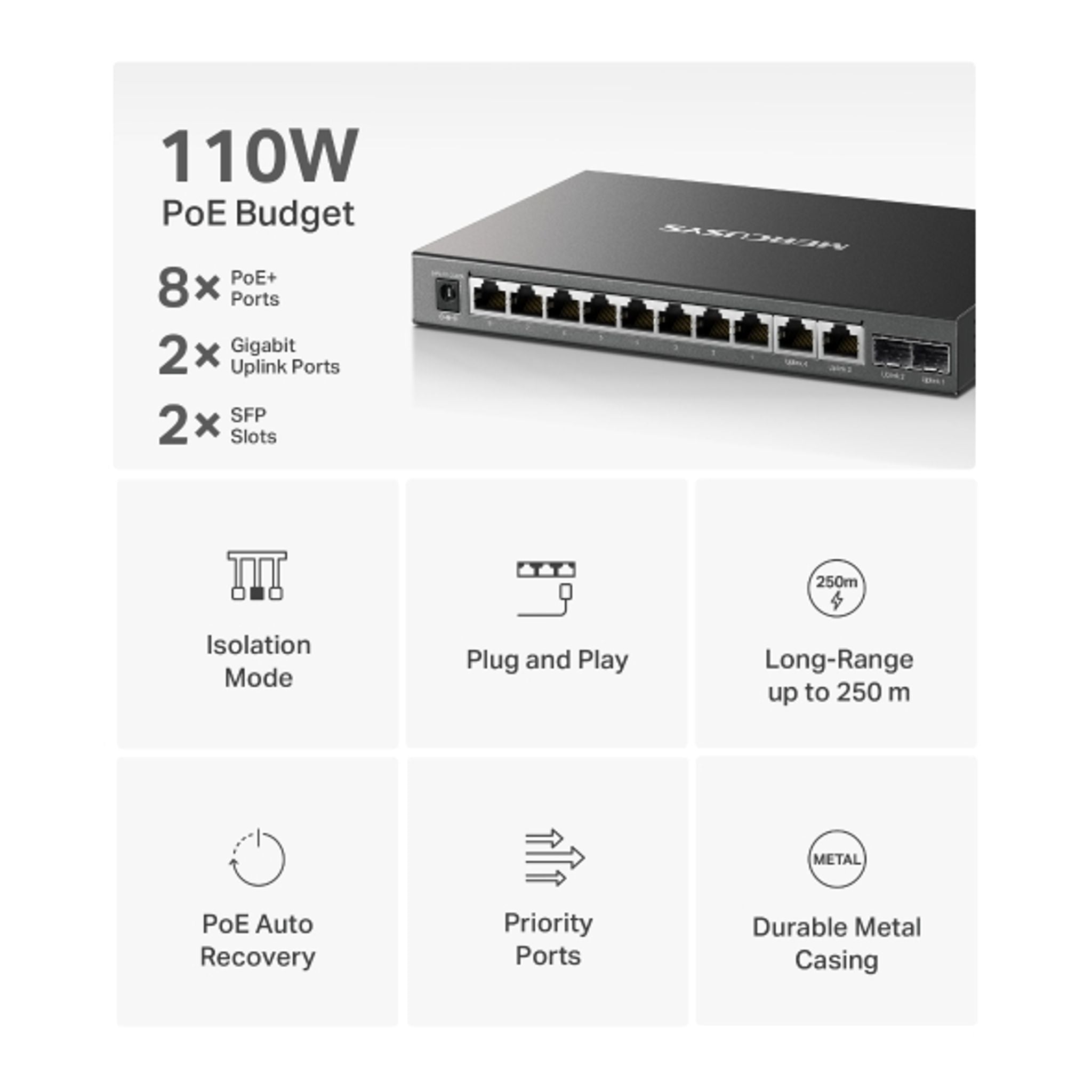 Mercusys MS126CP 24-Port 10/100 Mbps + 2-Port Gigabit Rackmount Switch with 2... tl:c1f69722