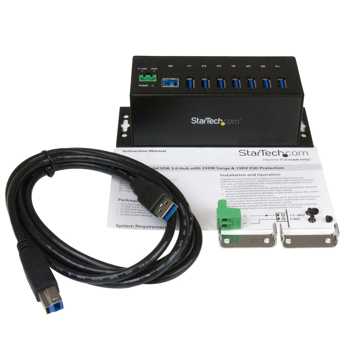 StarTech 7-Port Industrial USB 3.0 Hub 5Gbps