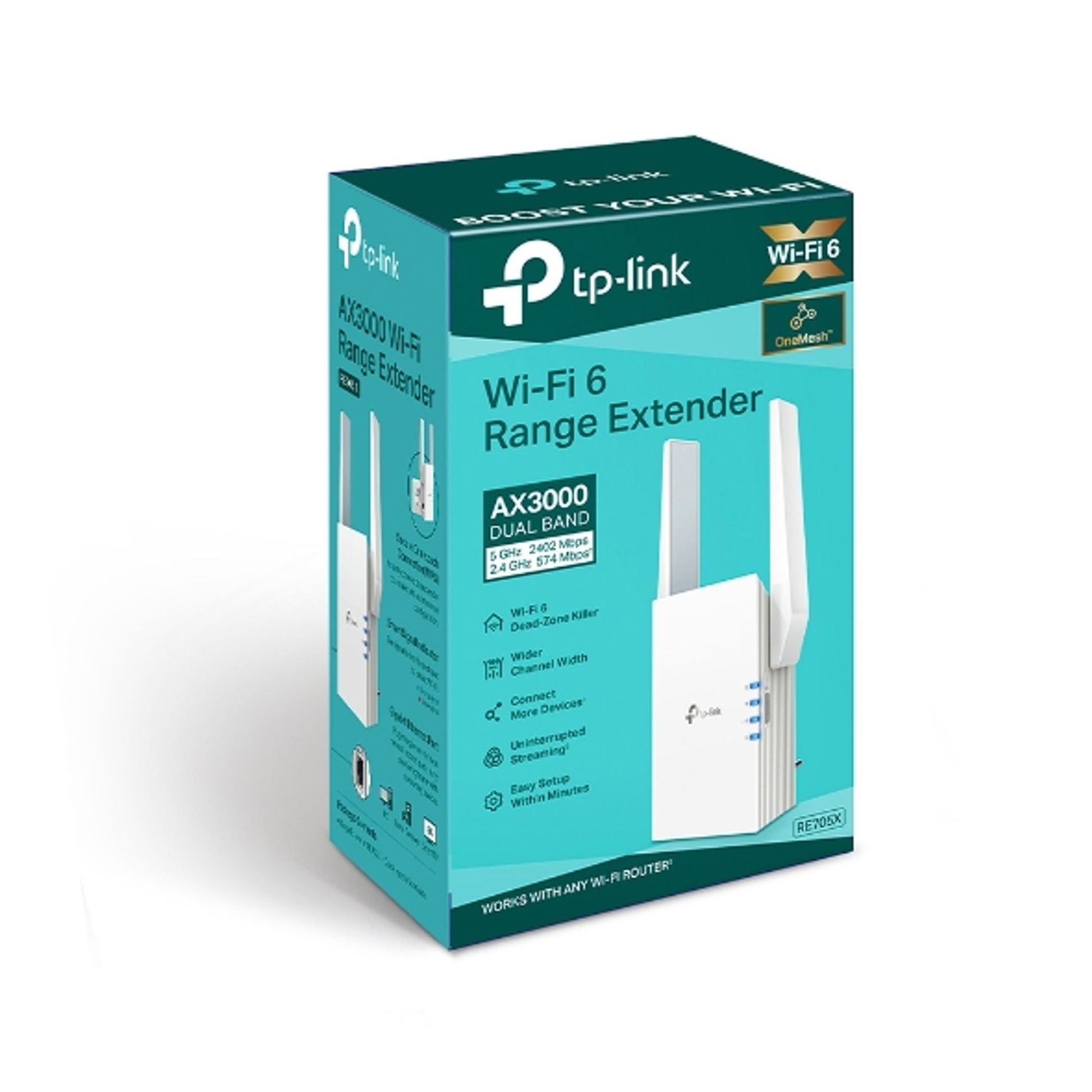 TP-Link RE705X AX3000 Mesh WiFi 6 Extender 2402Mbps@5GHz 1x Gigabit Ethernet Port 2x Antennas tl:4645c25a