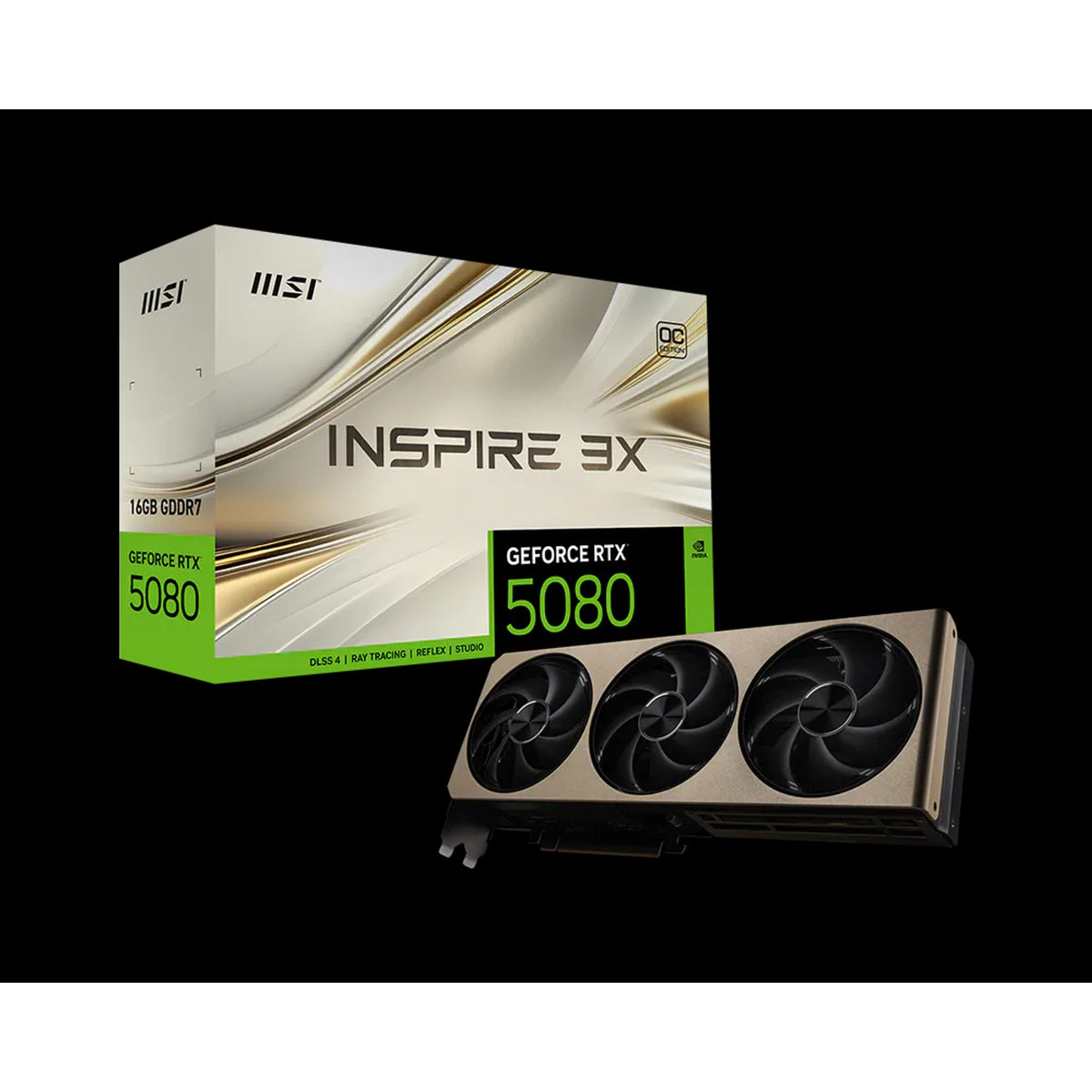 MSI GeForce RTX 5080 16G INSPIRE 3X OC 16GB GDDR7 Boost 2640 MHz CUDA 10752 tl:76e0453d
