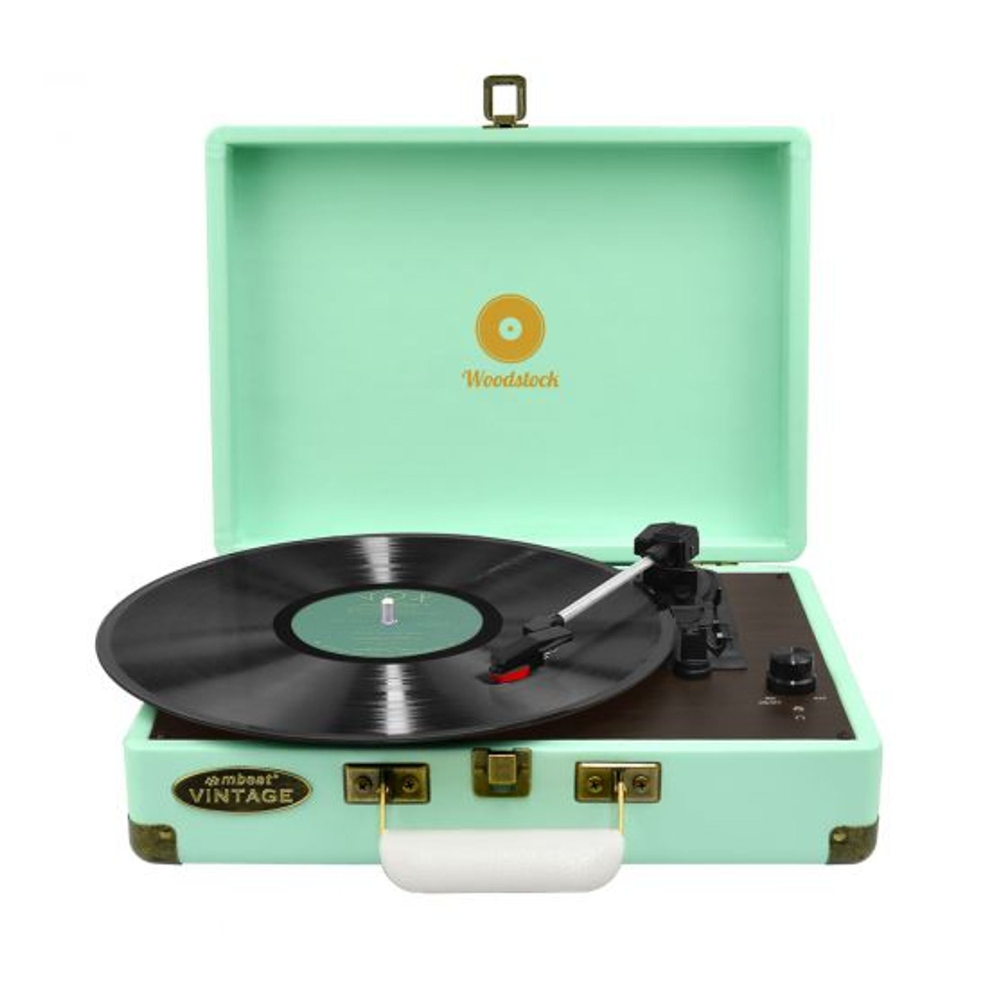 mBeat Woodstock Retro Turntable Player Tiffany Blue 2 Speakers tl:6c4f5434