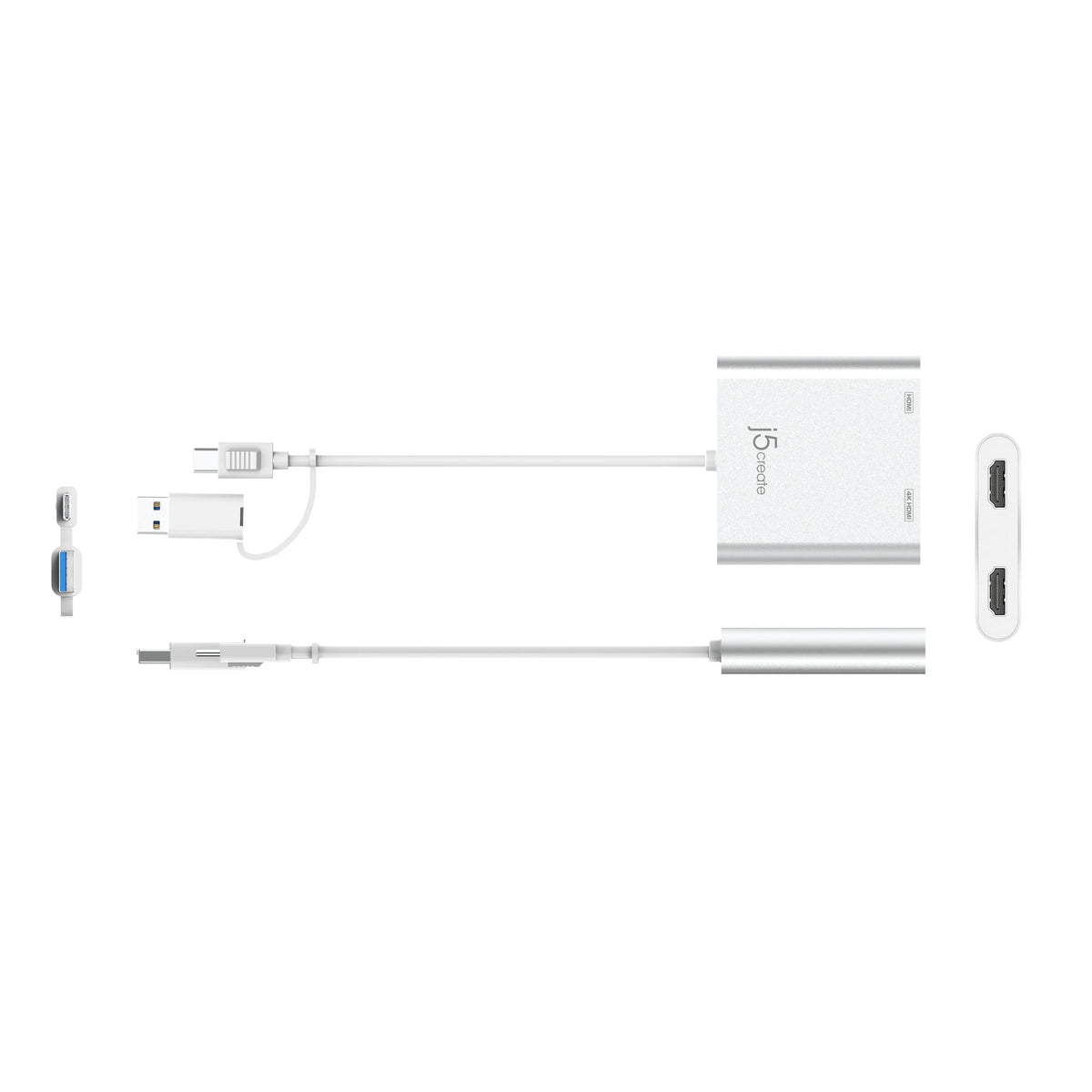 j5create JCA365 A/V Adapter - 1 - 1 x USB 3.1 Type C - Male - 2 x HDMI 2.1