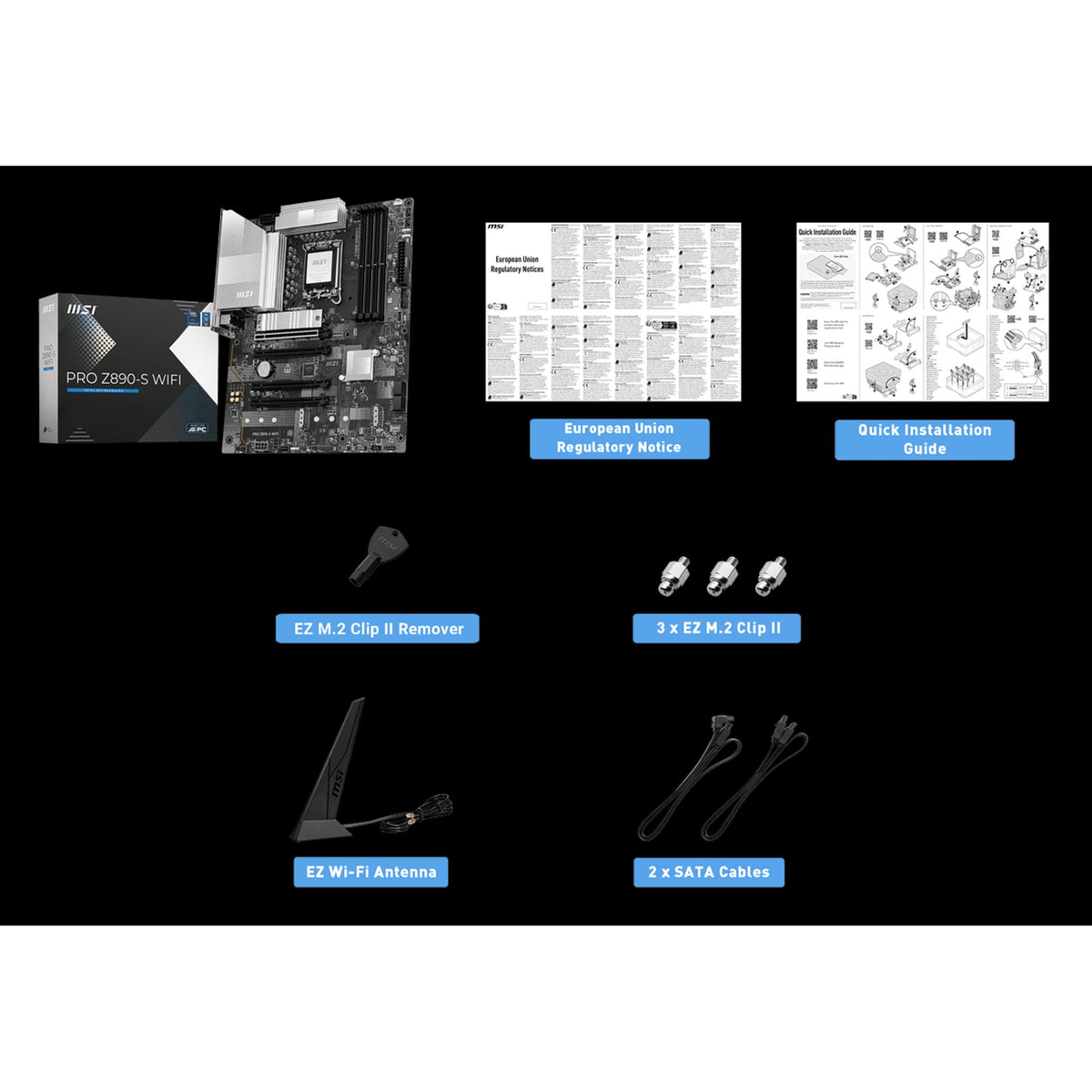 MSI PRO Z890-S WIFI INTEL Z890 4x DDR5 3x M.2 PCI-E x16 Motherboard WiFi 7 tl:a87b10e3