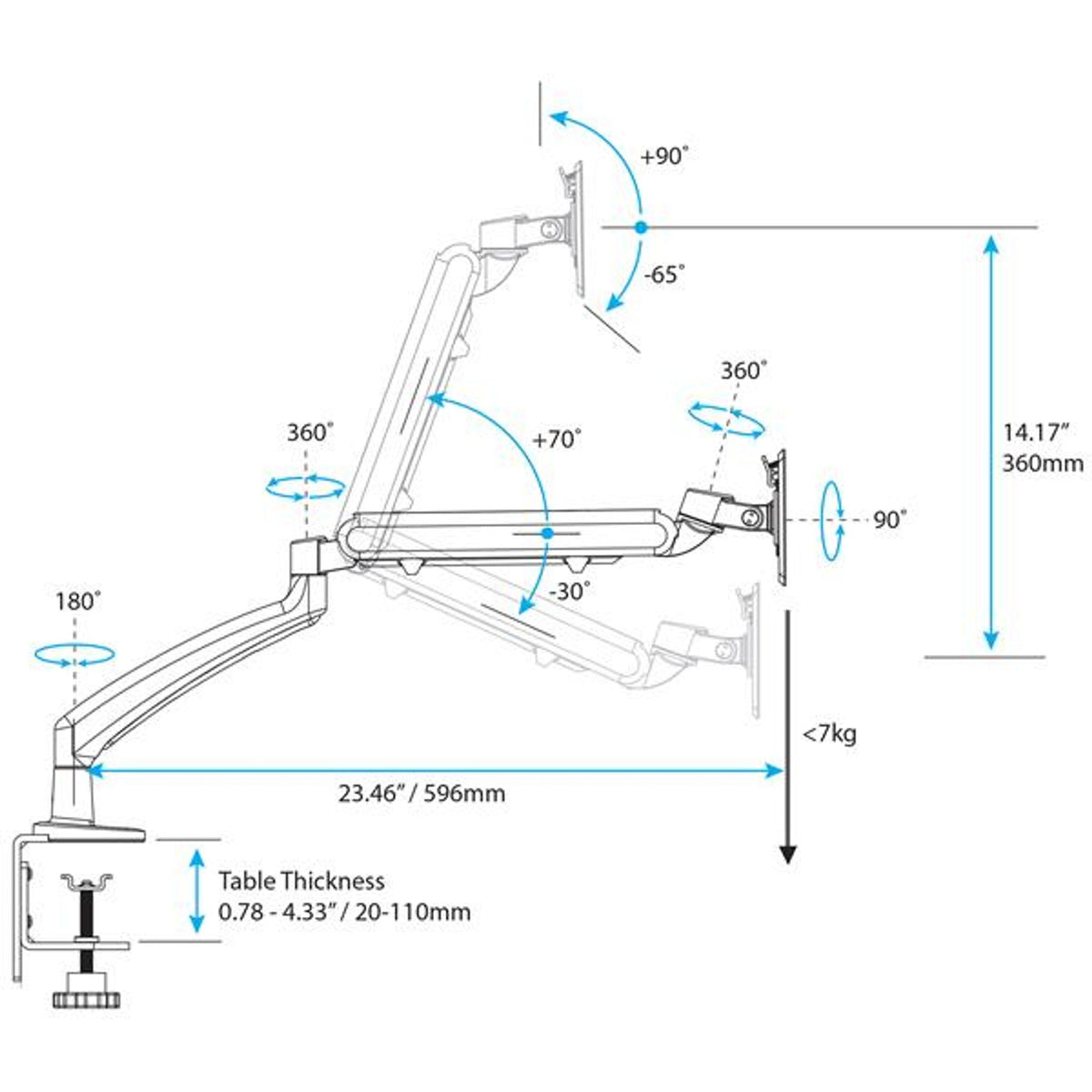 StarTech.com Slim Profile Single Monitor Arm 34" 7kg VESA 75x75/100x100 Steel