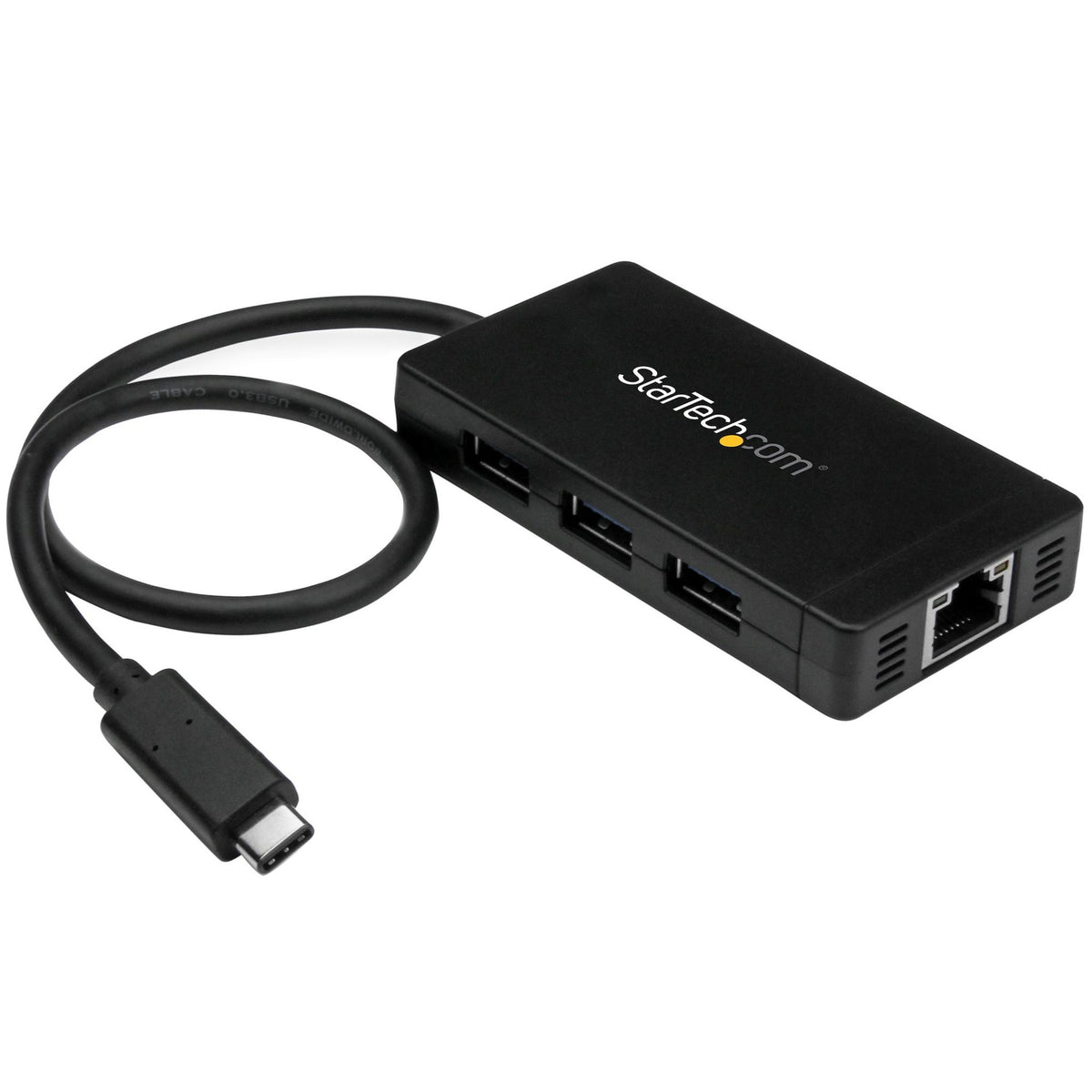 StarTech USB-C Combo Hub 3 USB 3.0 Ports 1 Ethernet Port Black