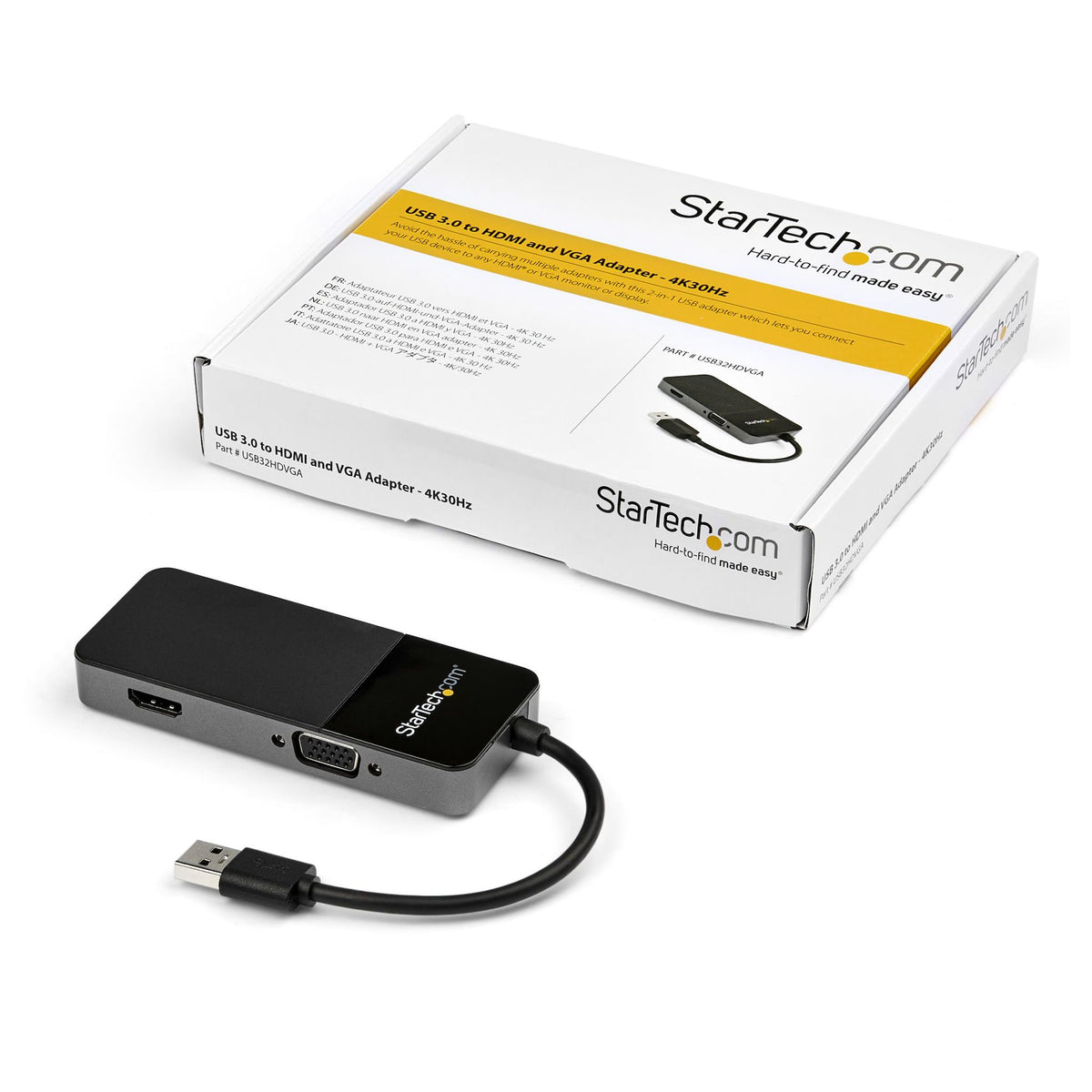 StarTech USB 3.0 to HDMI VGA Adapter 4K 1080p Dual Monitor Converter Black