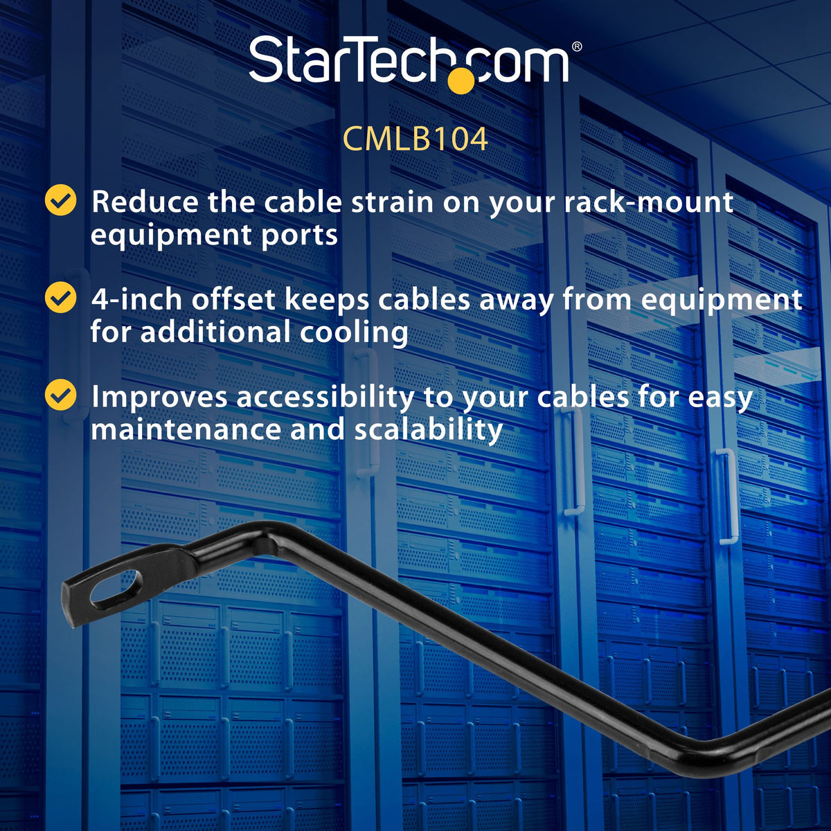 StarTech.com Horizontal Cable Lacing Bars 1U 10-Pack Steel