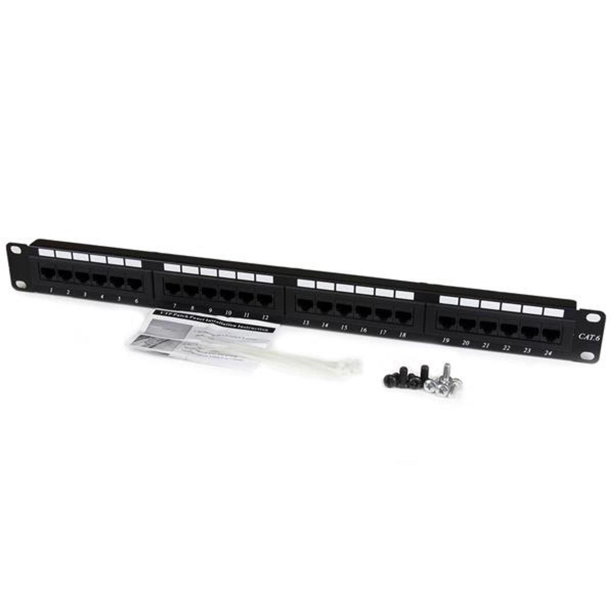 StarTech.com C6PANEL24 24 Port Cat 6 1U Rackmount Patch Panel RJ45