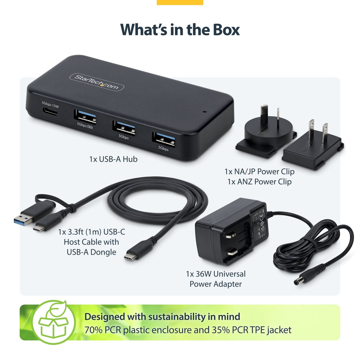 StarTech 4-Port USB-C & 3x USB-A Hub Self-Powered USB 3.0 5Gbps BC 1.2