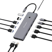 Verbatim USB-C Docking Station 8 Ports 3 Displays 4K HDMI DP RJ45 SD Card Reader