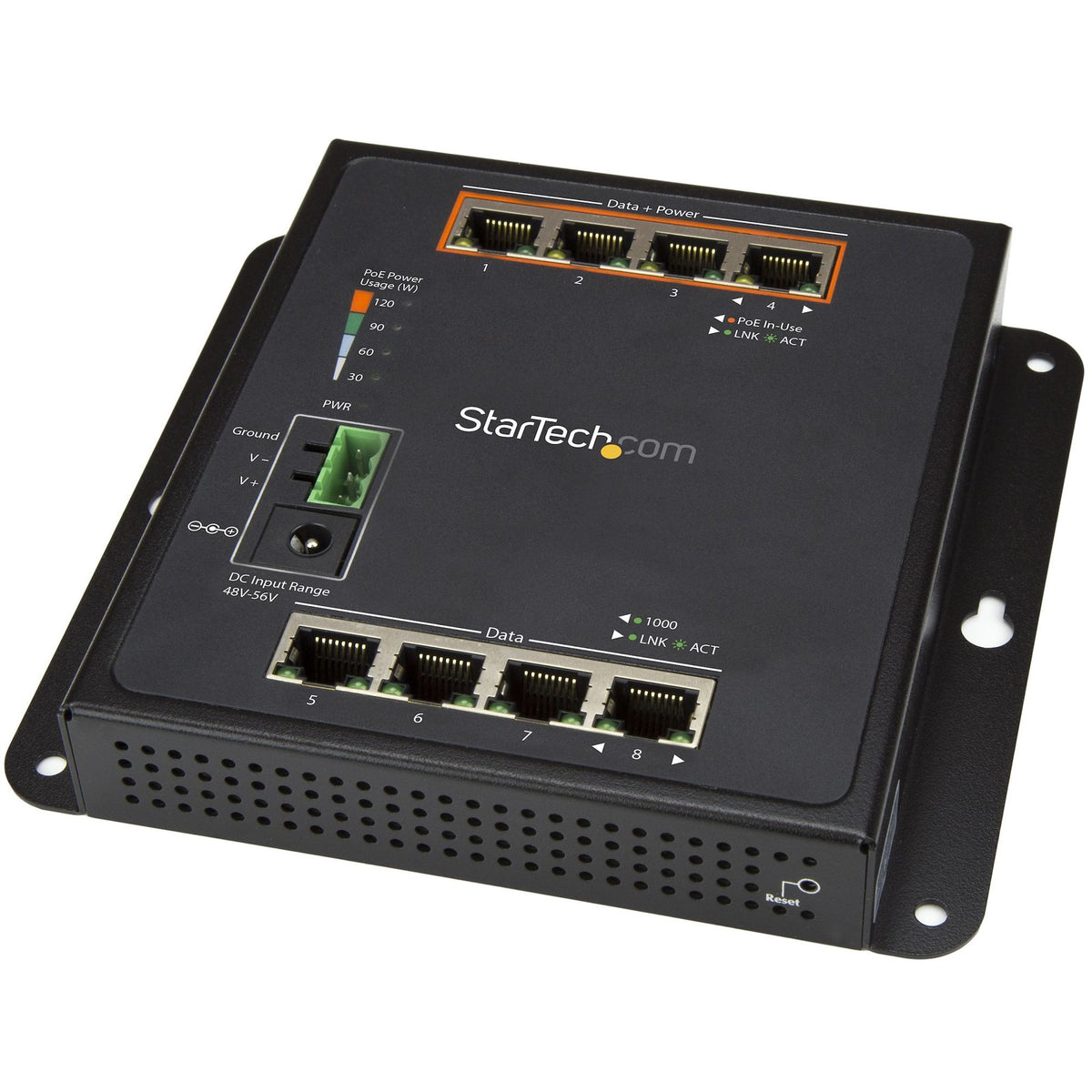 StarTech.com Industrial 8 Port Gigabit PoE Switch 4 x PoE+ 30W L2 Managed