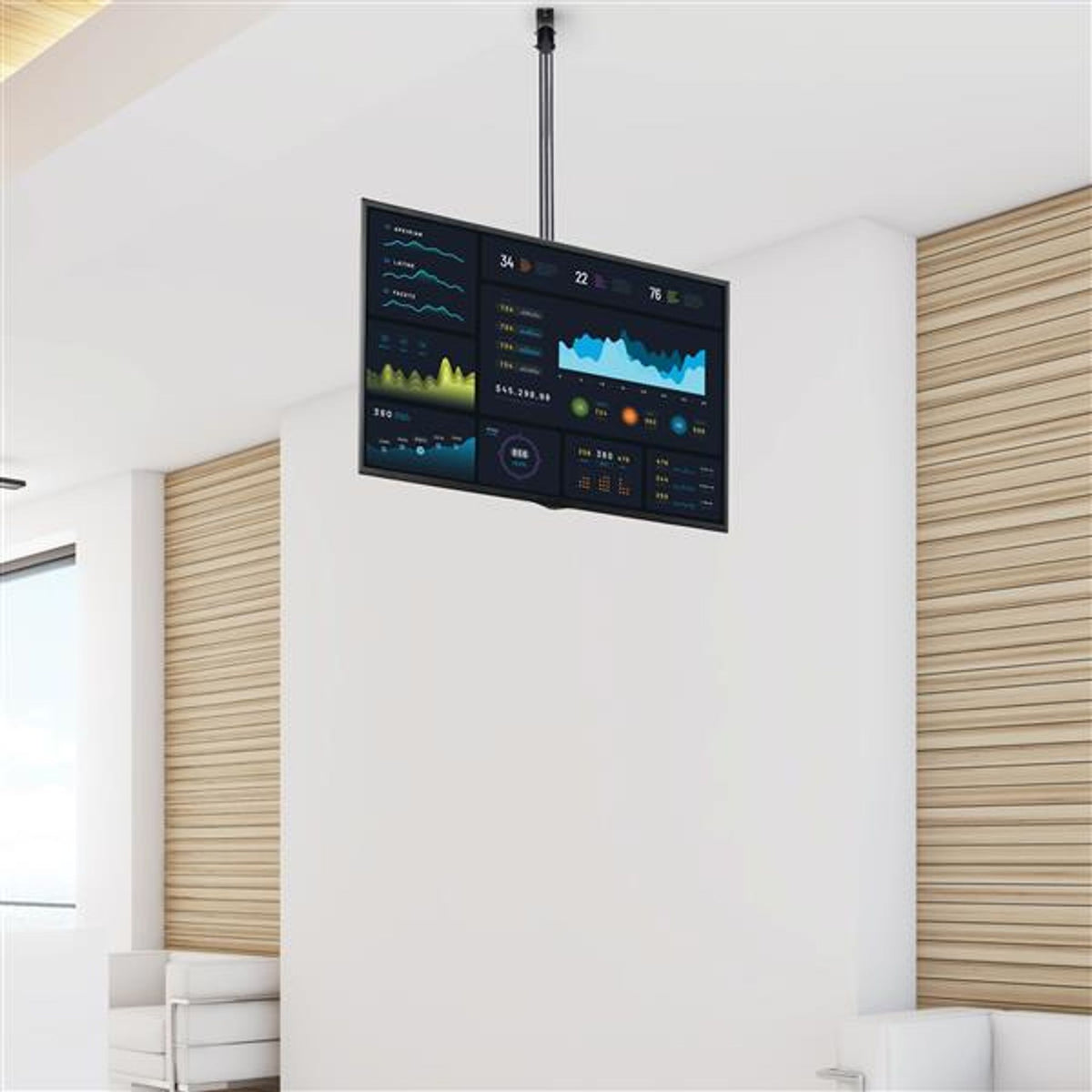 StarTech.com Full-Motion Ceiling Mount 32-75" VESA 50-400 50kg Telescopic Pole