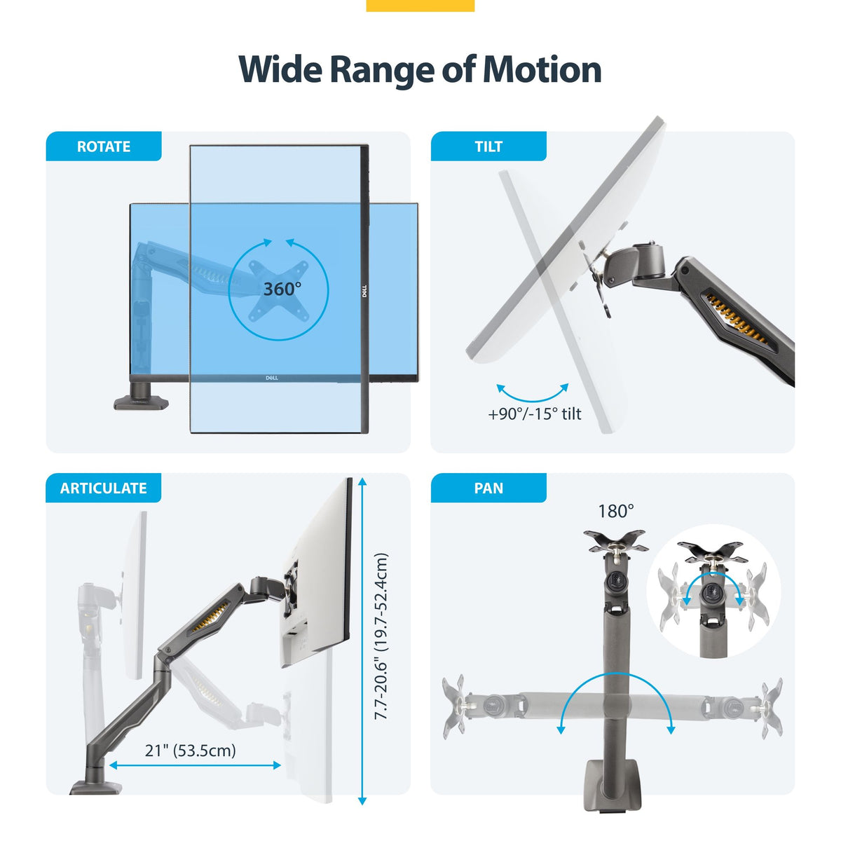 StarTech.com Desk Mount Arm 32" 10kg VESA C-Clamp Articulating Spring