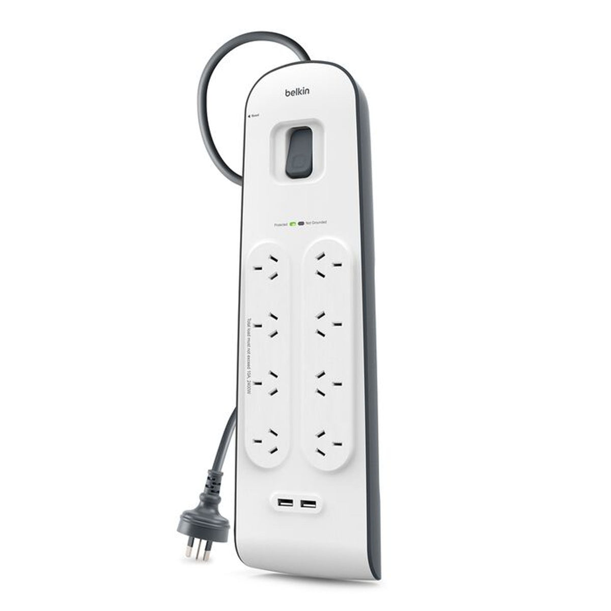 Belkin SurgePlus BSV804au2M 8-Outlet Surge Strip 2x USB Charging White tl:2c2aaa7a
