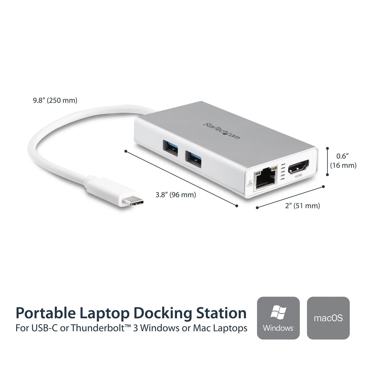 StarTech.com USB Type C Docking Station for Notebook - 60 W Power Supply