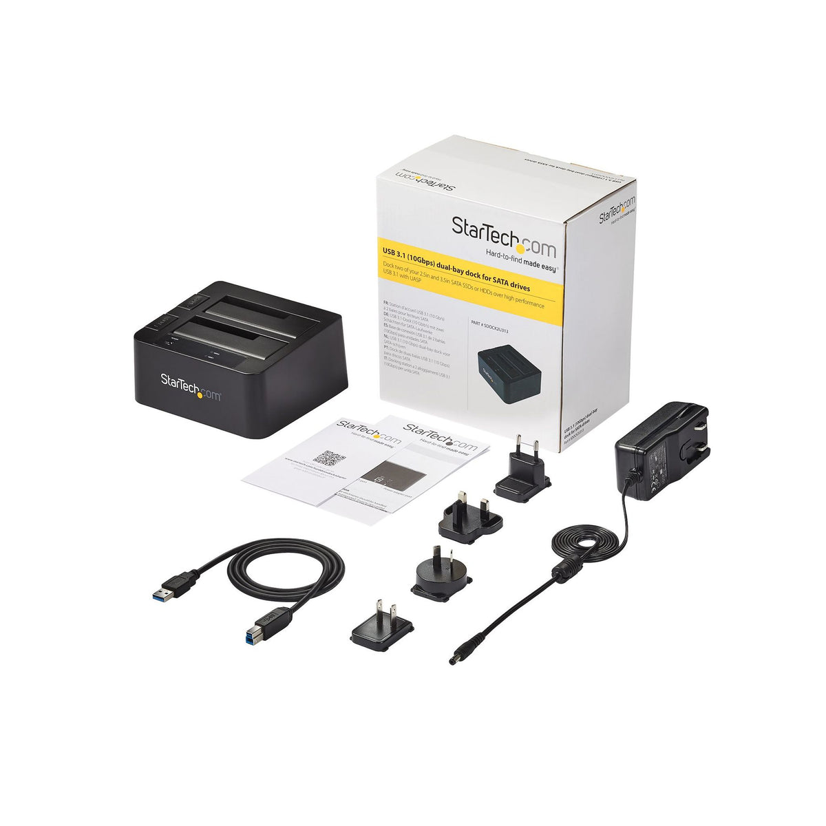 StarTech.com Dual-Bay USB 10Gbps SATA Hard Drive Dock 2.5/3.5" SSD/HDD