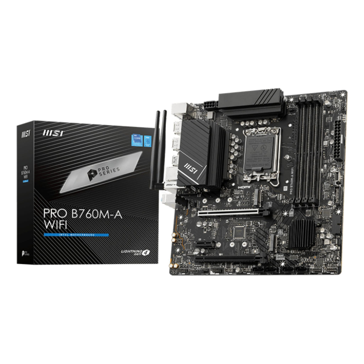 MSI PRO B760M-A WIFI LGA1700 B760 4xDDR5 2xM.2 WiFi 6E BT5.3 2.5G LAN tl:c123cd84