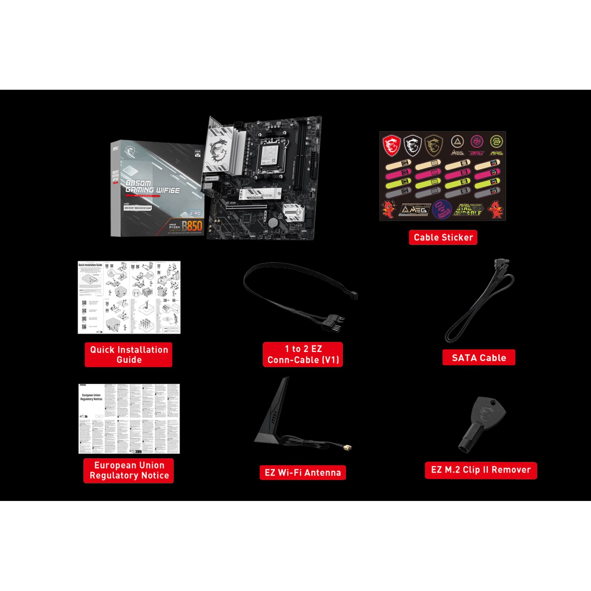 MSI B850M GAMING WIFI 6E AMD B850 AM5 DDR5 128GB PCIe 5.0 M.2 Wi-Fi 6E 2.5G LAN Motherboard tl:3fd1d17a
